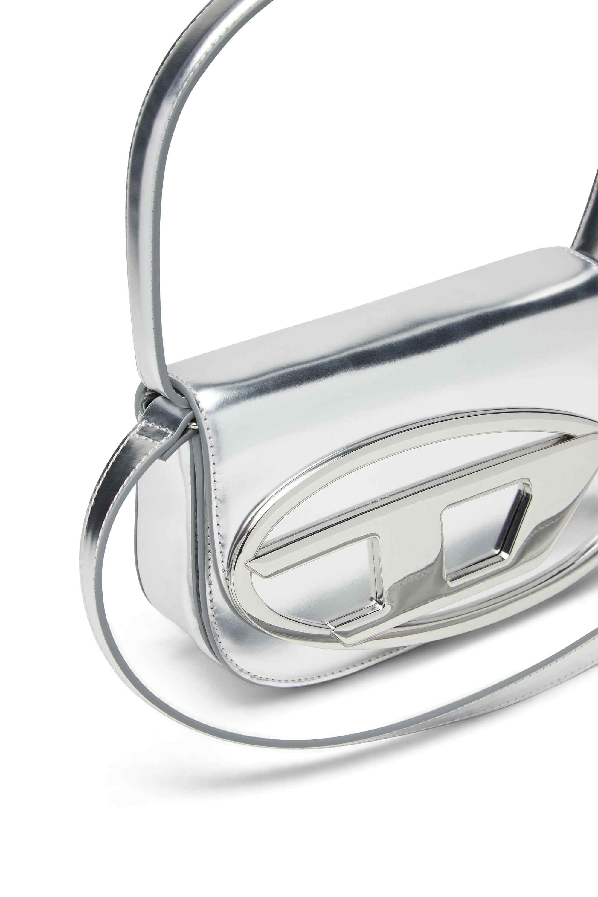 Silver 1DR-Iconic shoulder bag in mirrored leather