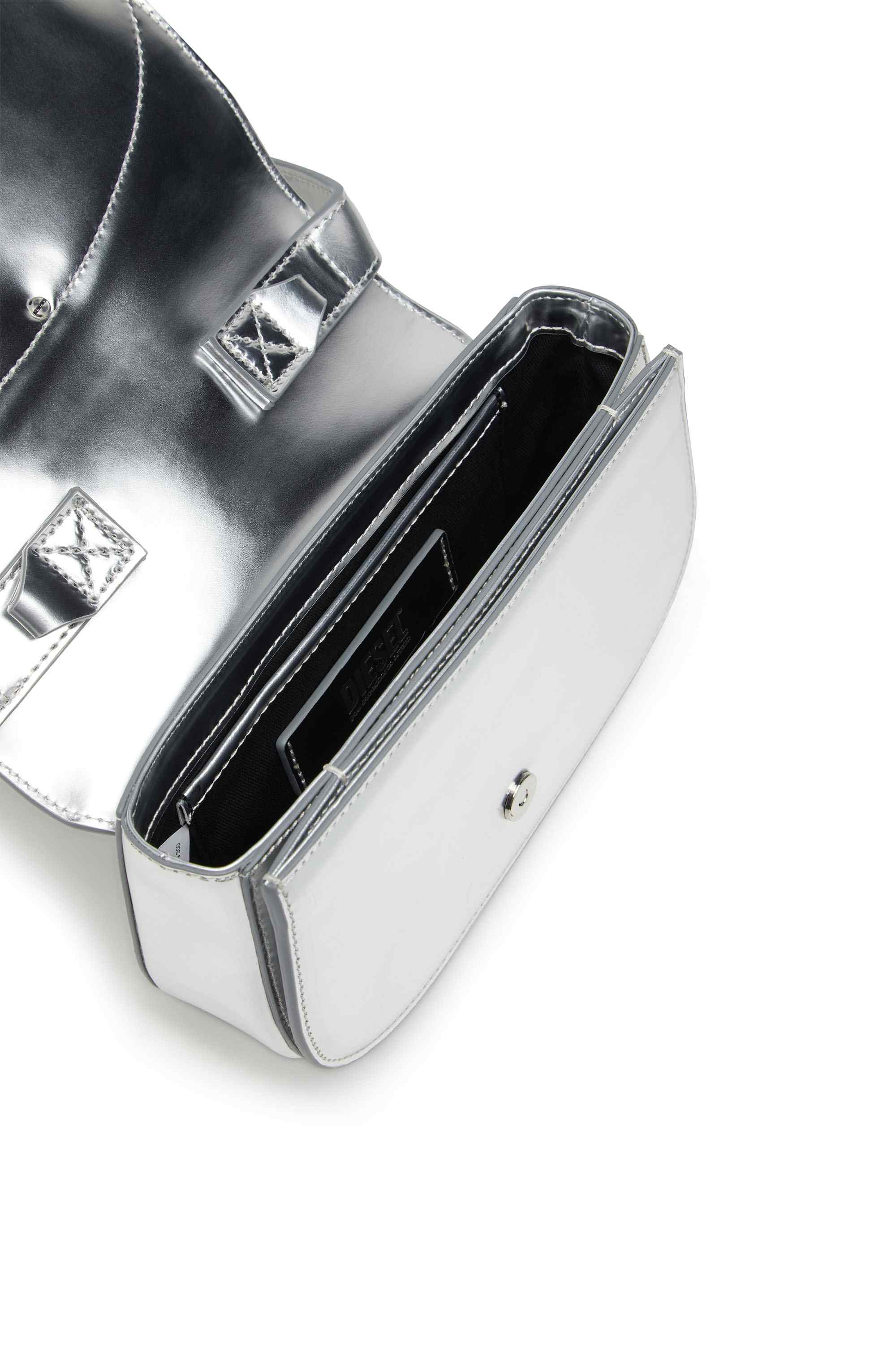 Silver 1DR-Iconic shoulder bag in mirrored leather
