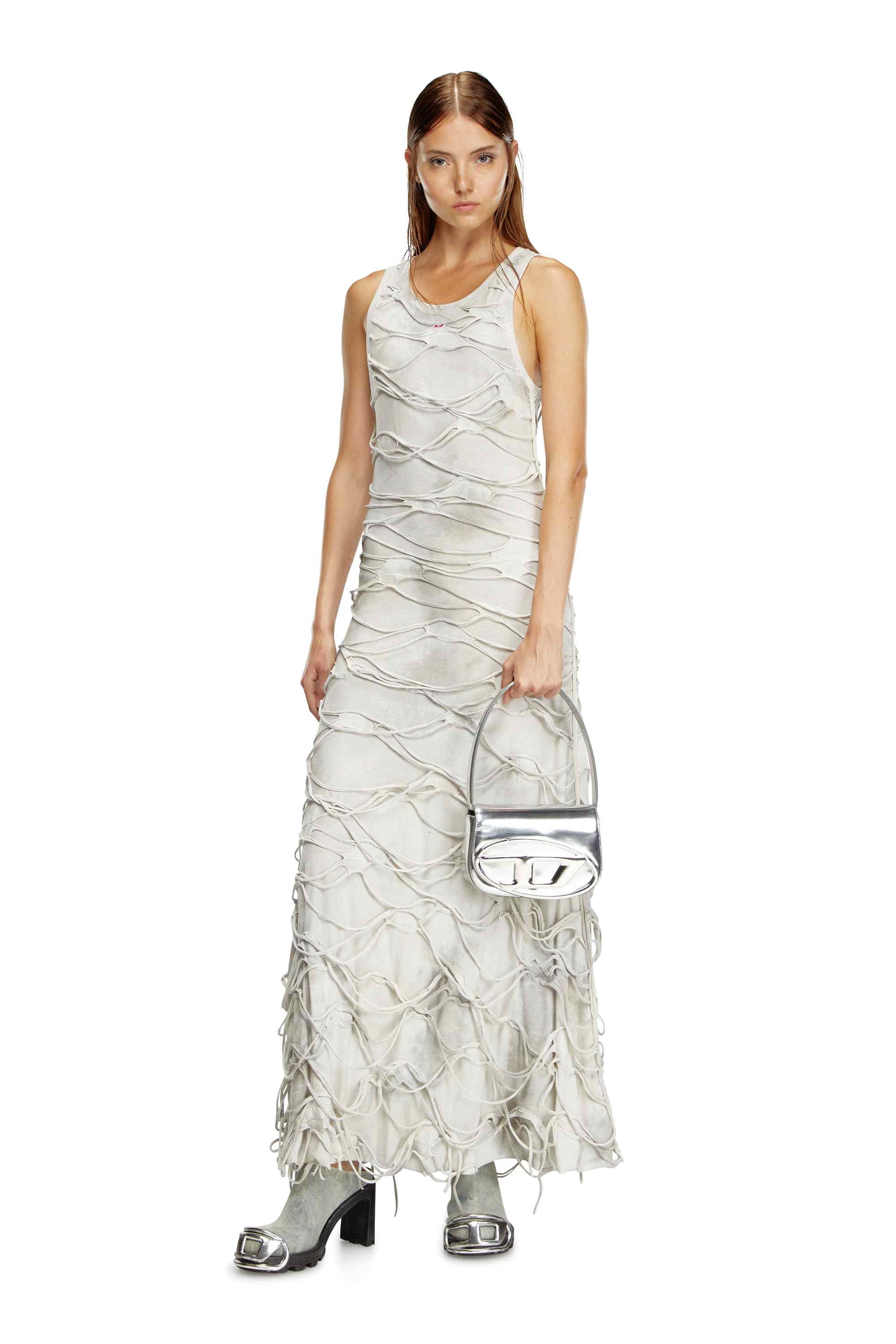 Silver 1DR-Iconic shoulder bag in mirrored leather