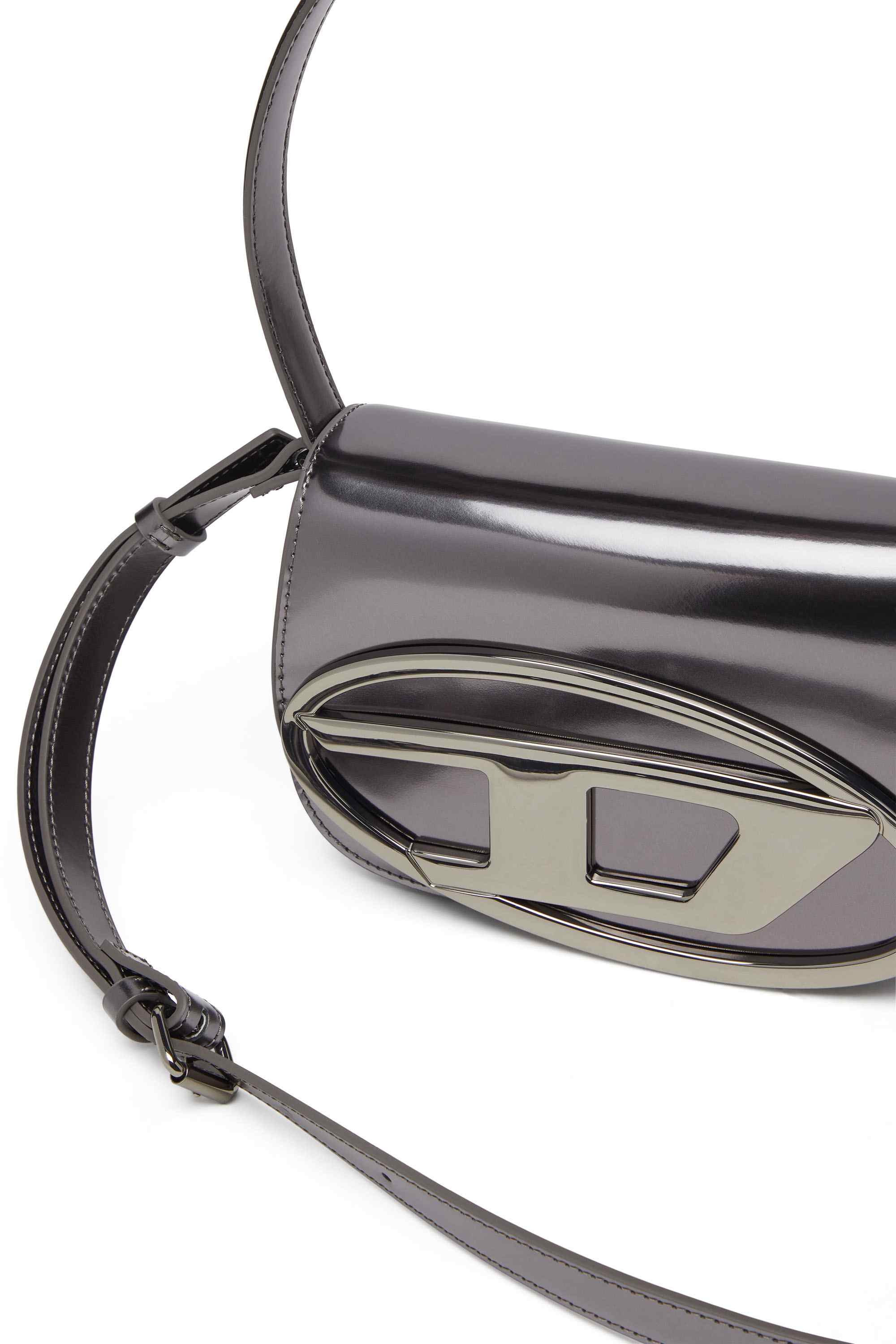 Grey 1DR-Iconic shoulder bag in mirrored leather
