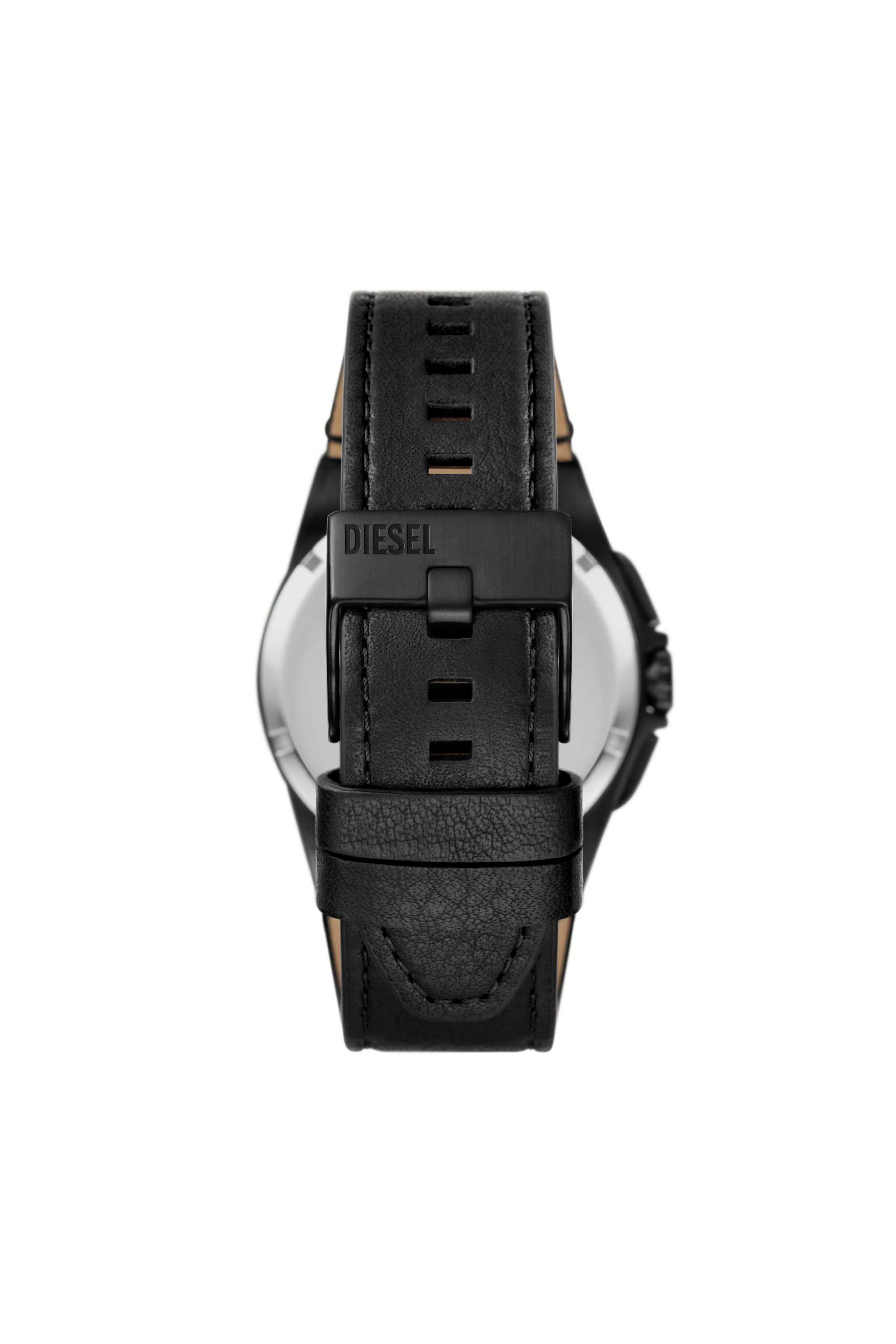 Black Framed black leather watch