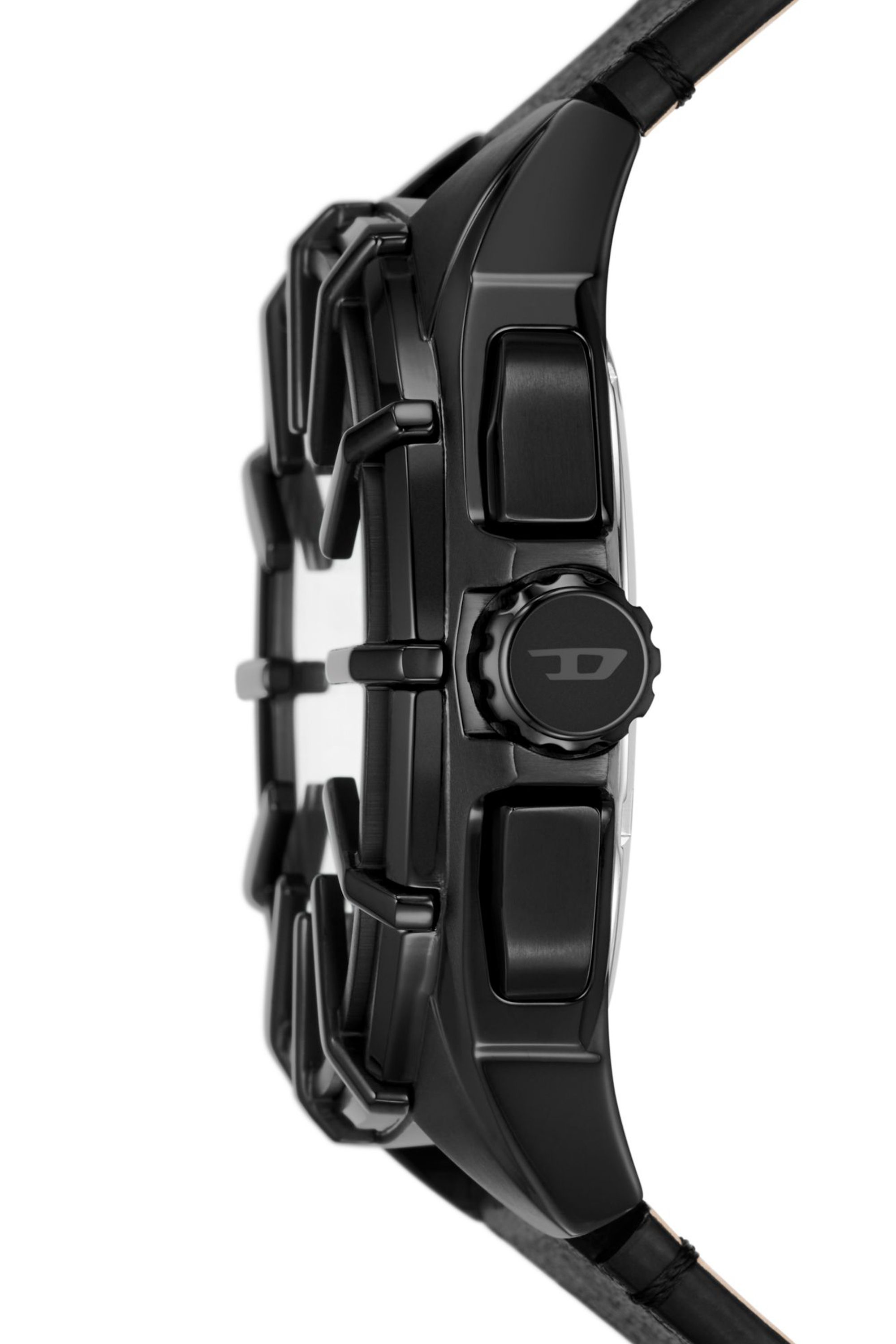 Black Framed black leather watch