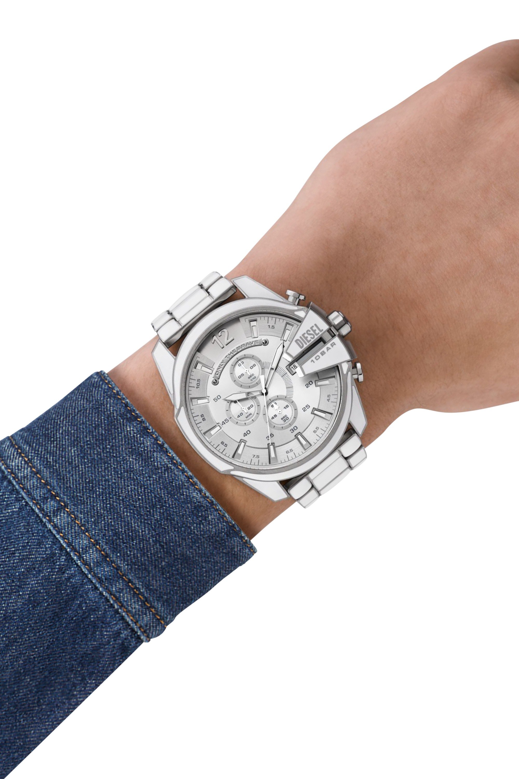 Silver Mega Chief white and stainless steel watch