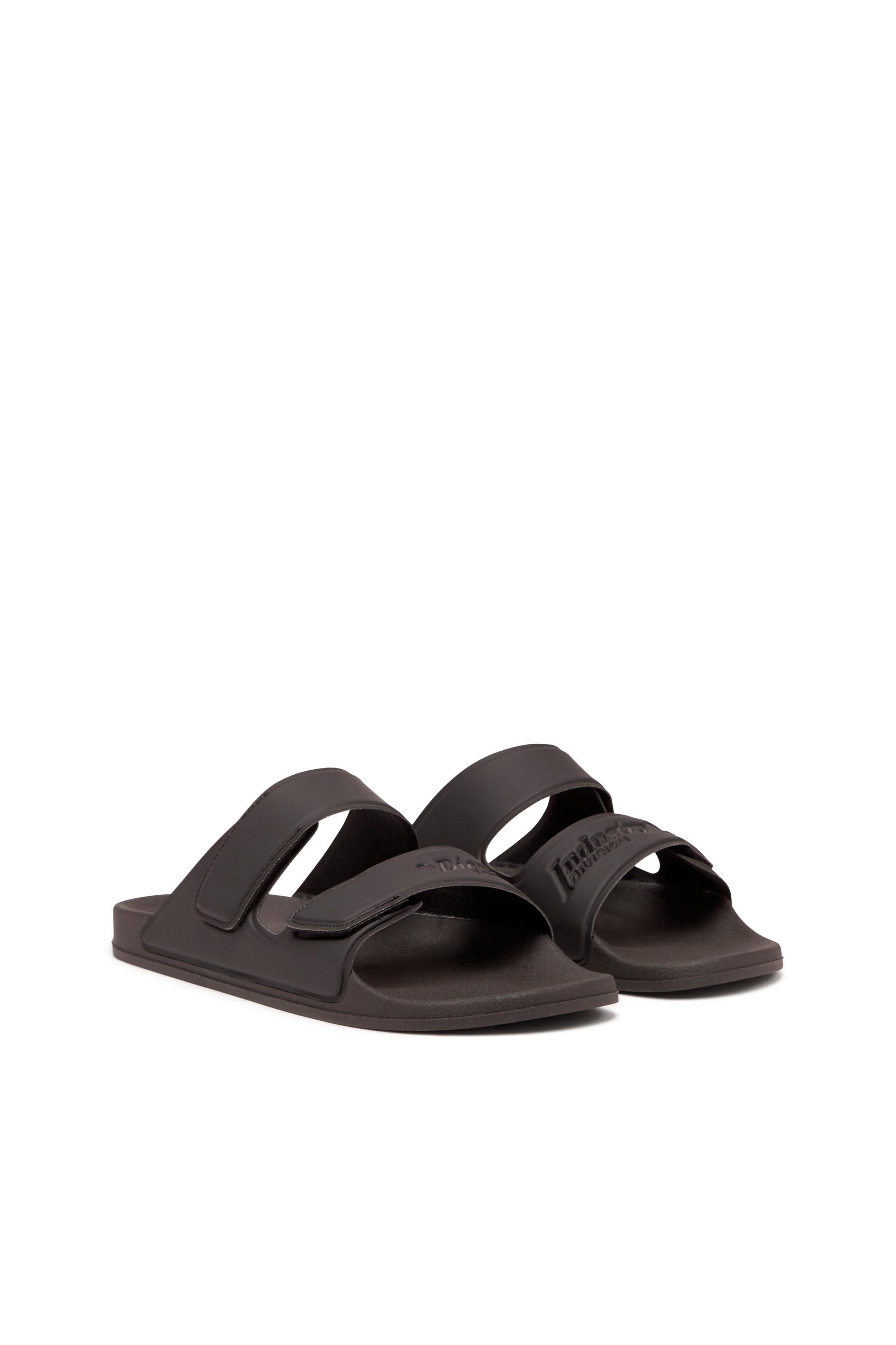 Black Sa-Lax X-Rubber slides with embossed logo