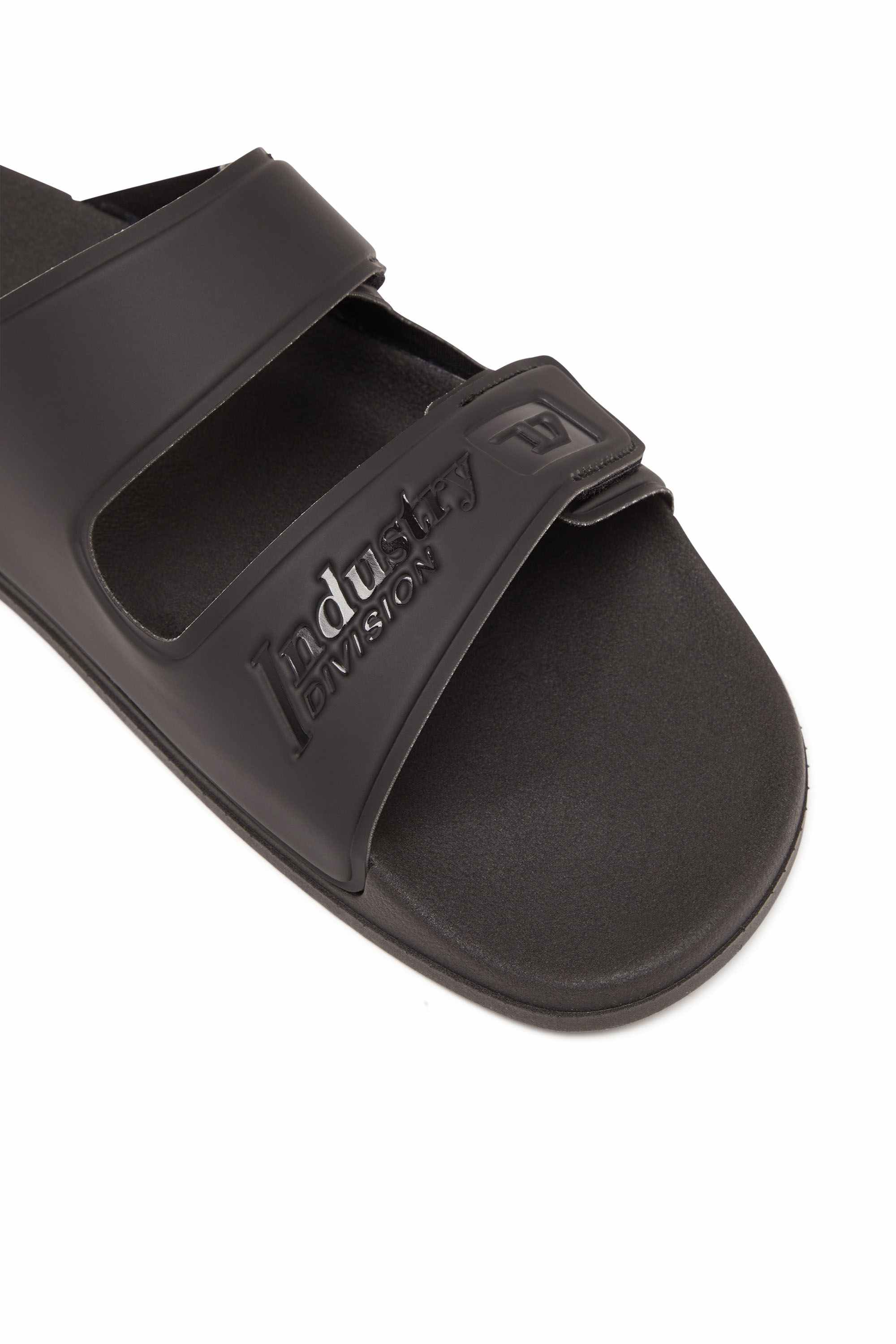 Black Sa-Lax X-Rubber slides with embossed logo