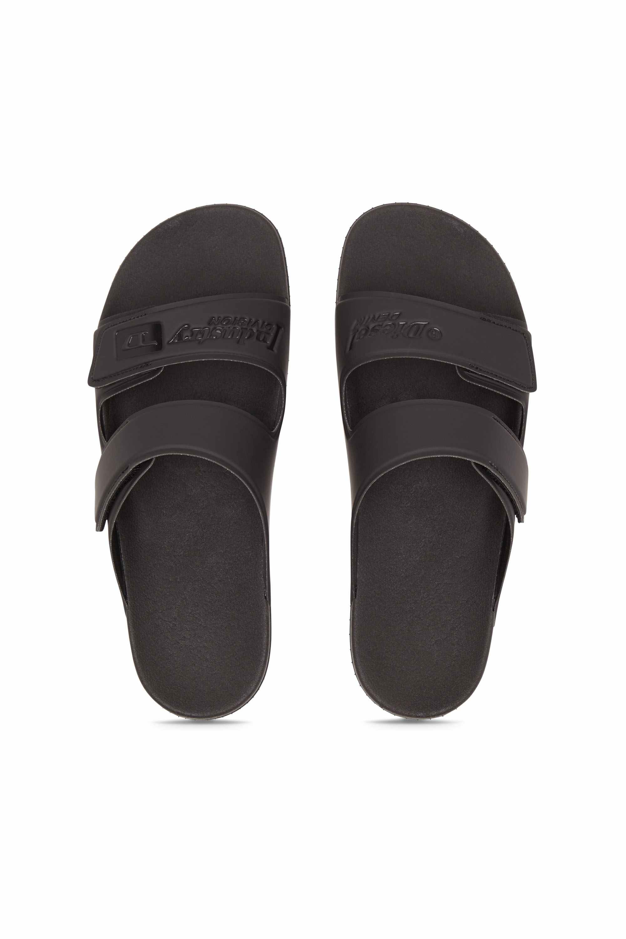 Black Sa-Lax X-Rubber slides with embossed logo