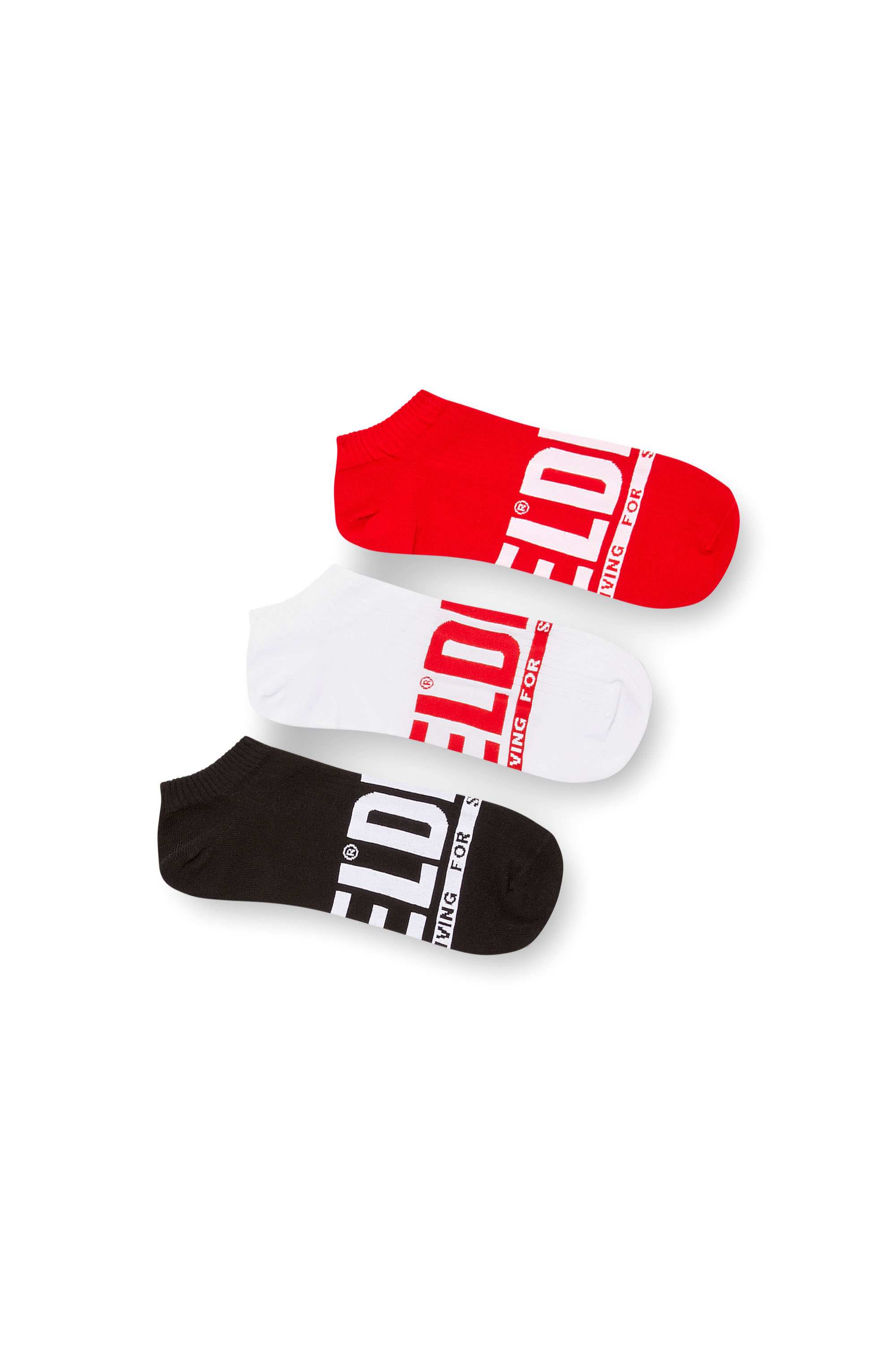 Red 3-pack low-cut logo socks