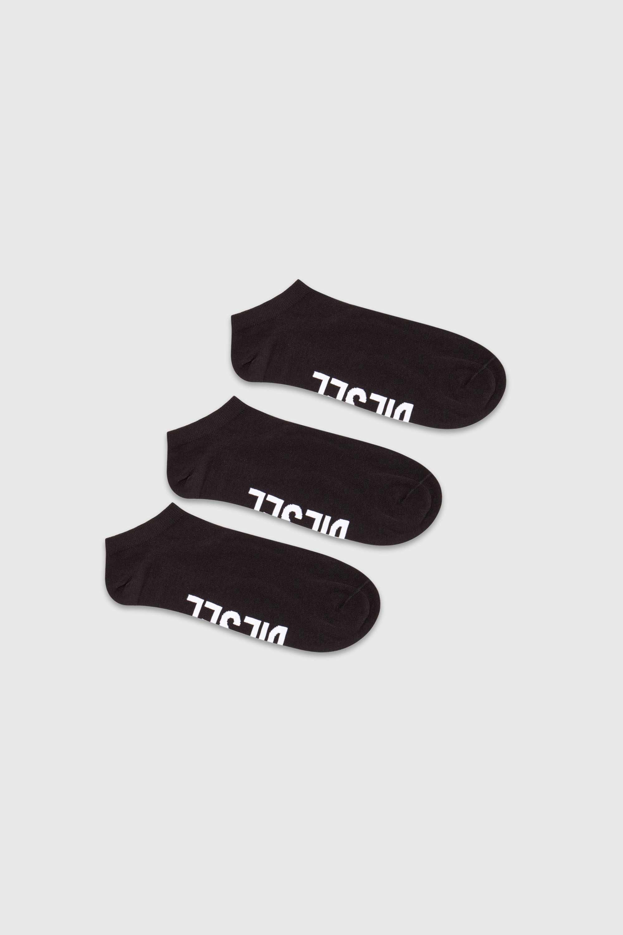 Black Three-pack low-cut logo instep socks