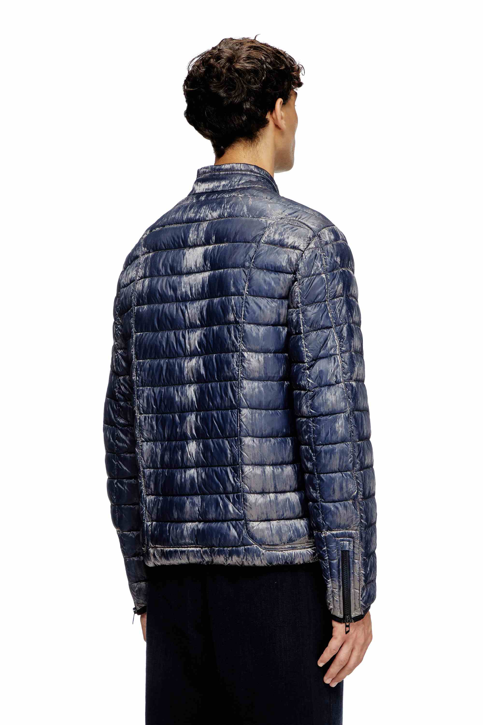 Blue Puffer jacket in metallic nylon