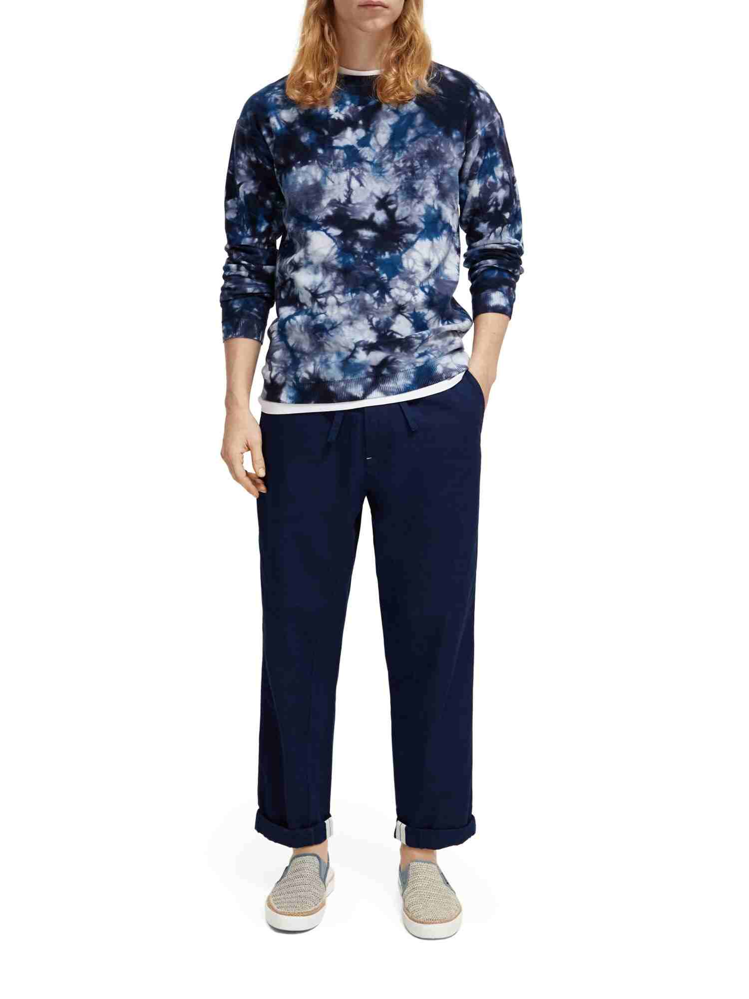 Scotch & Soda  Indigo linen pleated beach chino