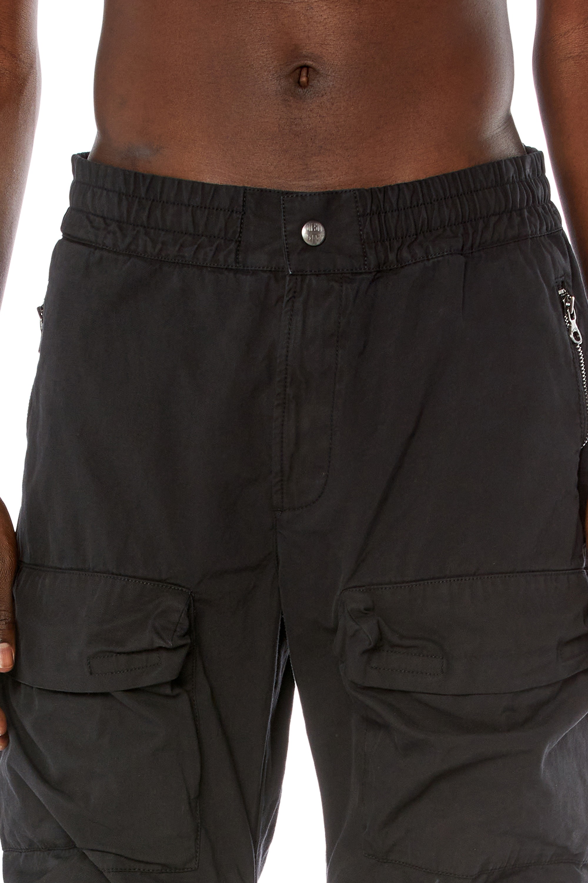 Black Cargo pants in garment-dyed twill
