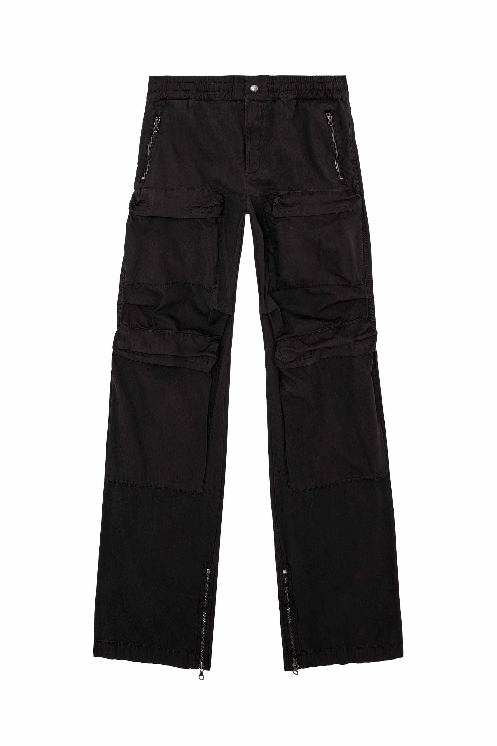 Black Cargo pants in garment-dyed twill