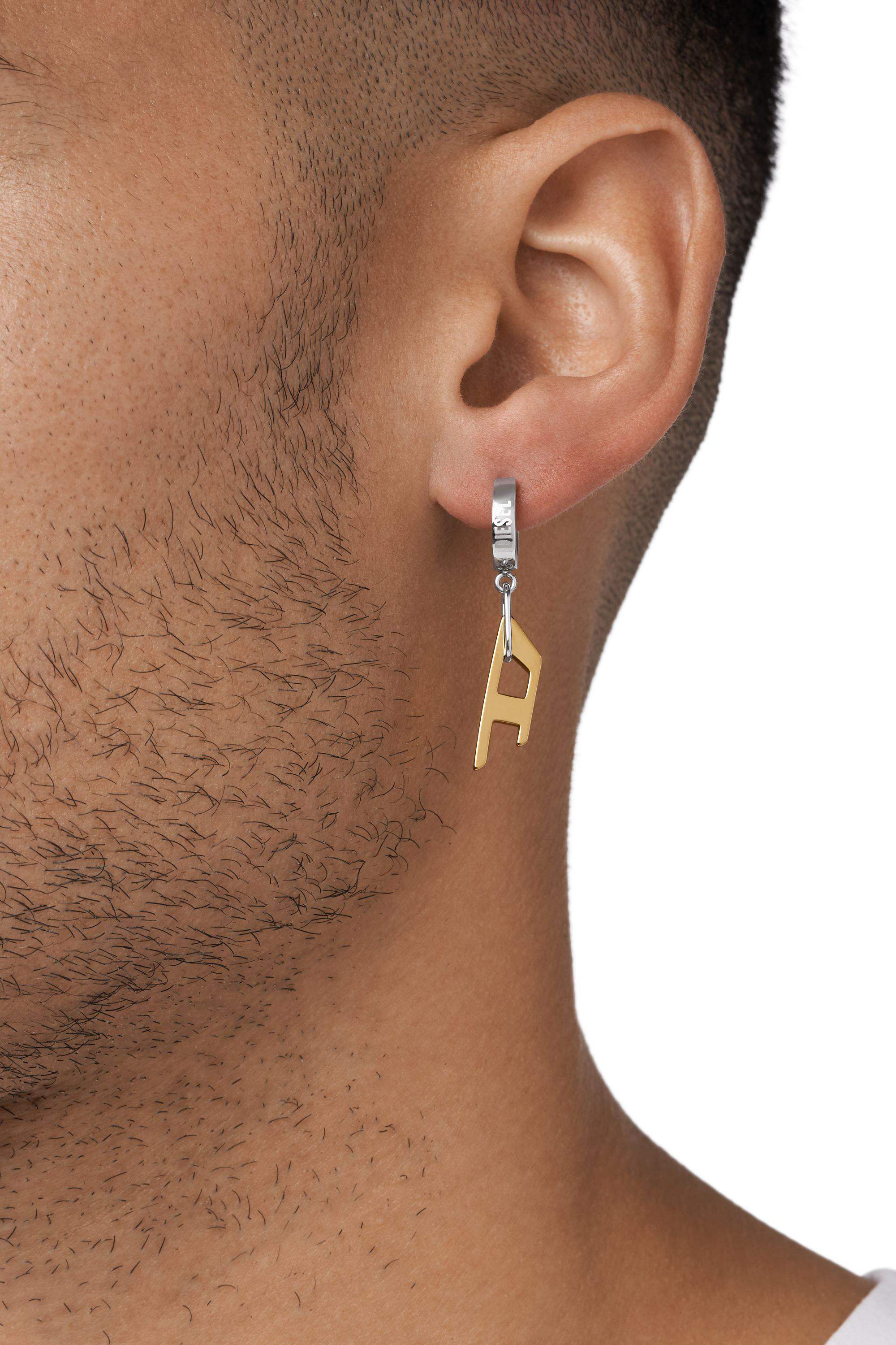Gold DX1419- Two-Tone Stainless Steel single hoop earring