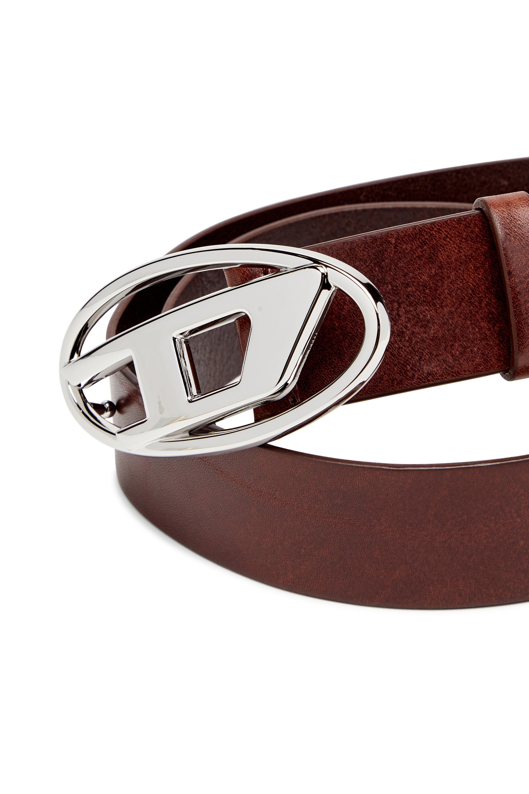 Dark Brown 3.9cm belt with D logo buckle