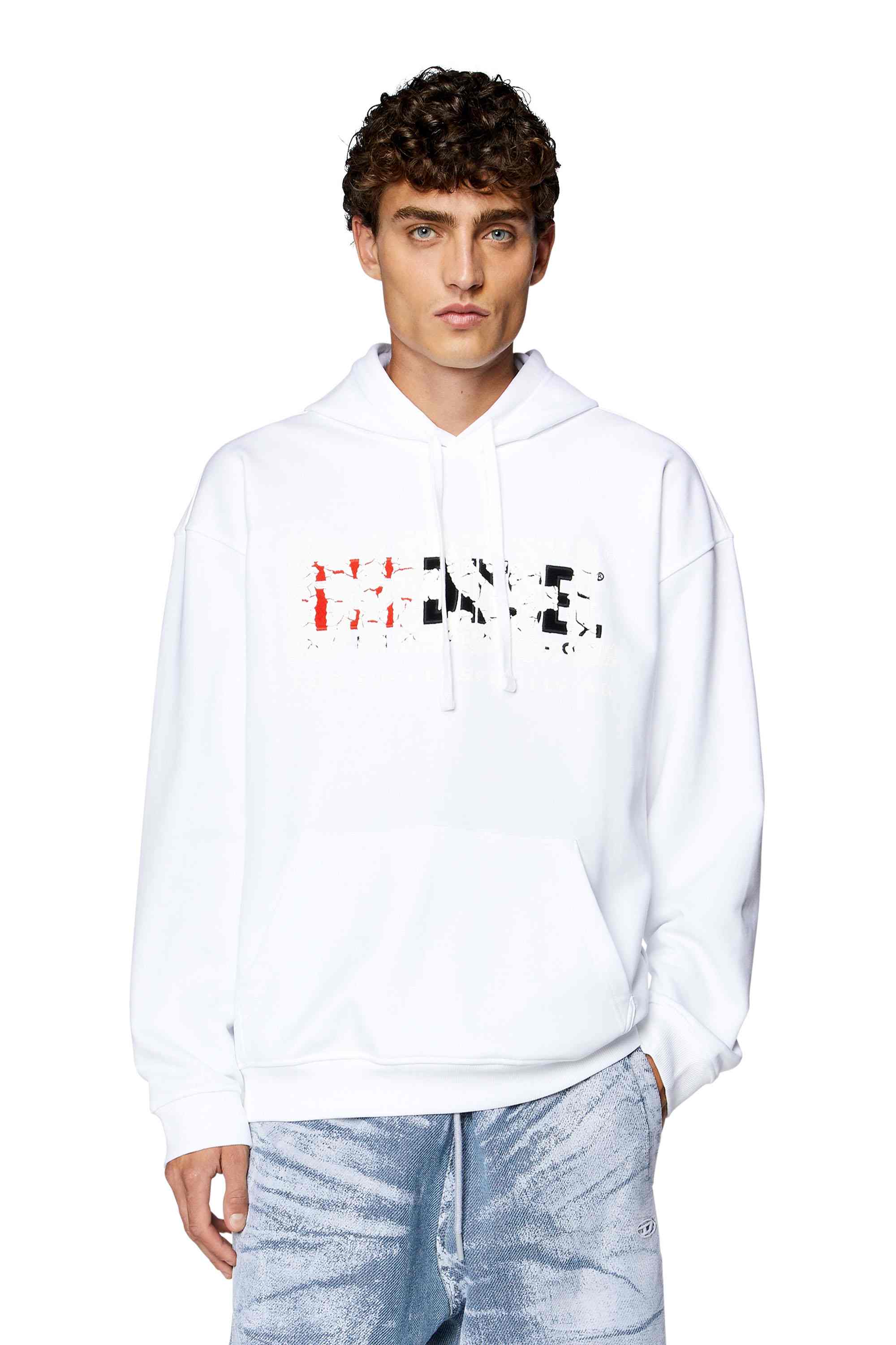 White Hoodie with cracked logo