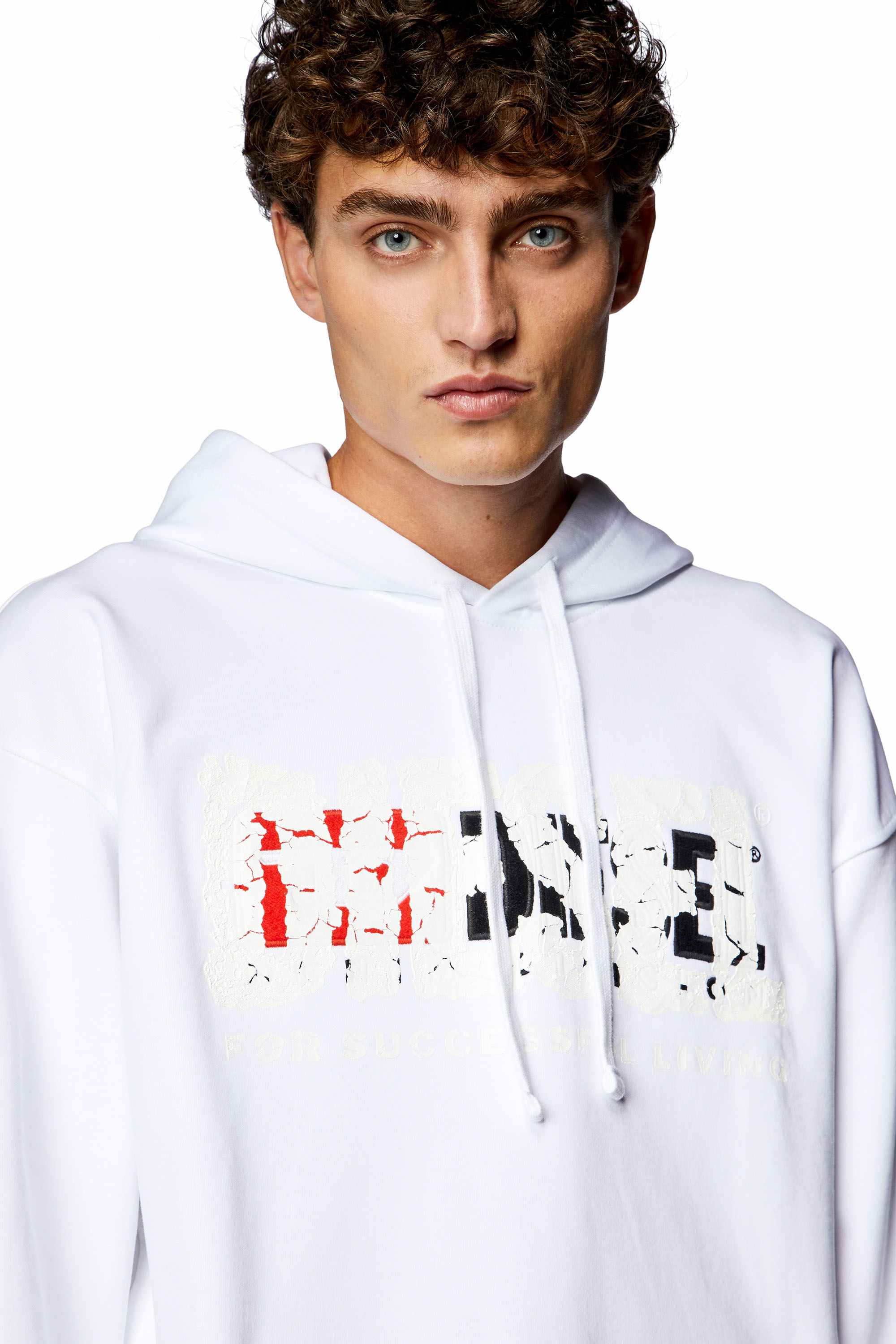 White Hoodie with cracked logo