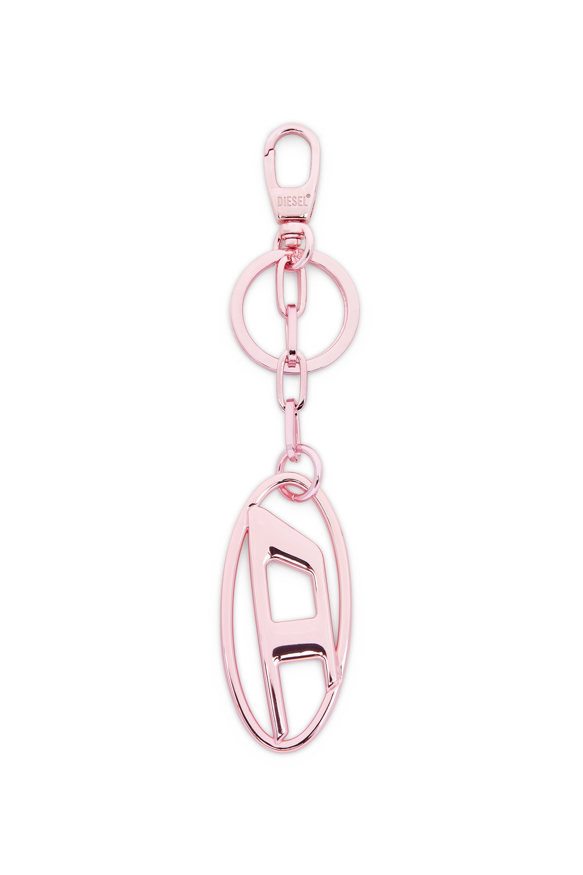 Pink  Metal keyring with logo plaque