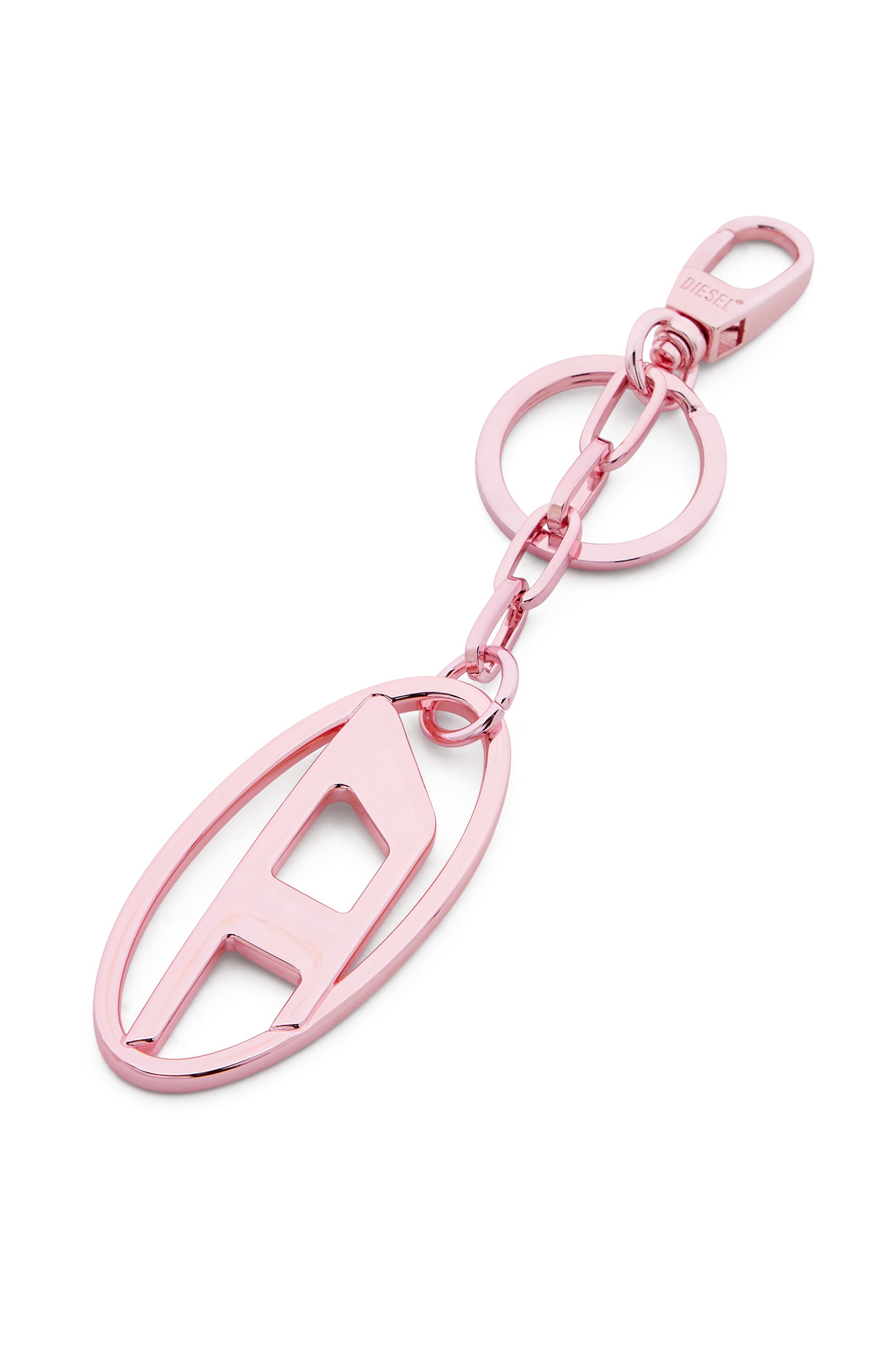 Pink  Metal keyring with logo plaque