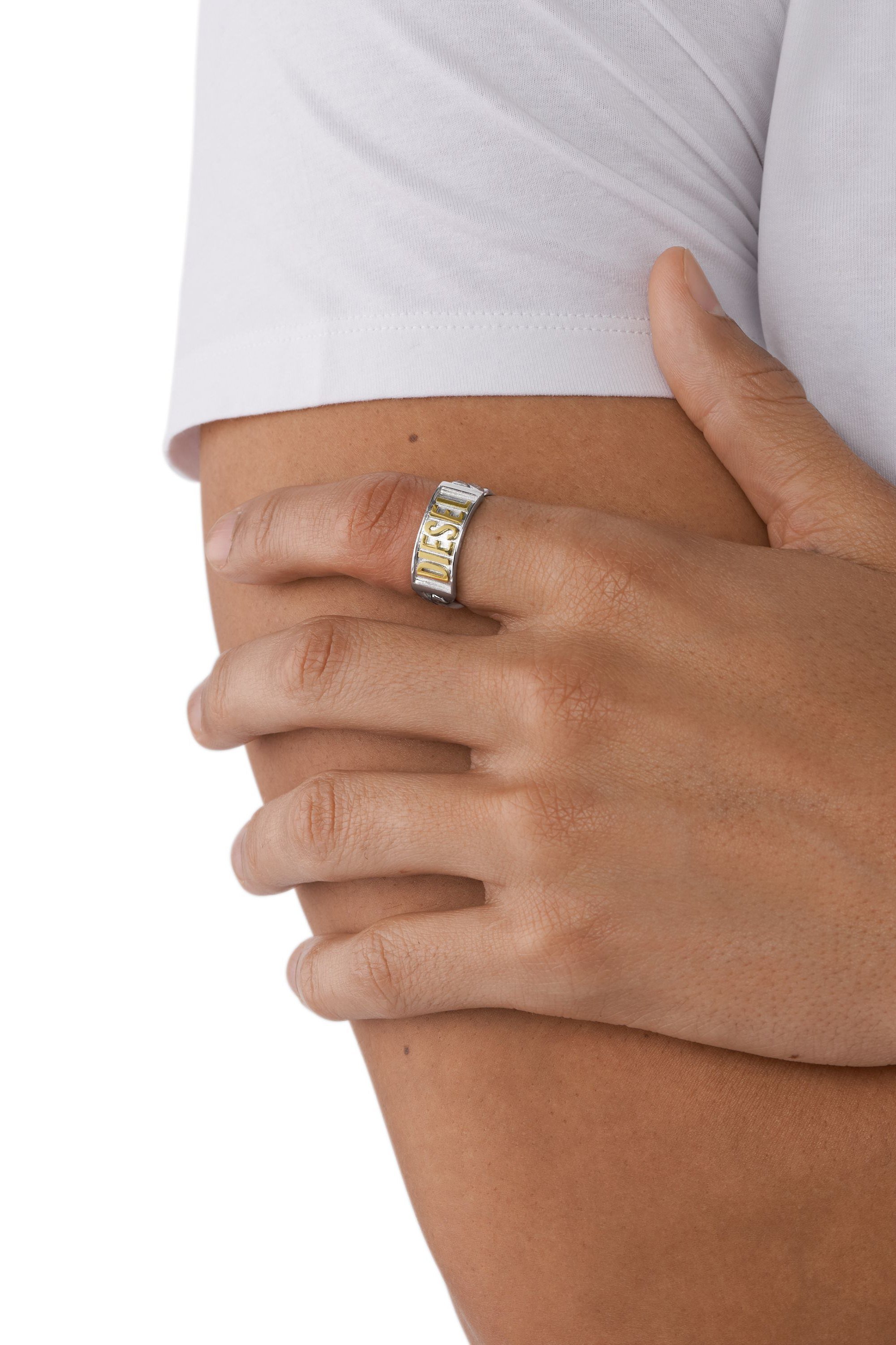 Silver DX1420- Two-Tone Stainless Steel Band Ring