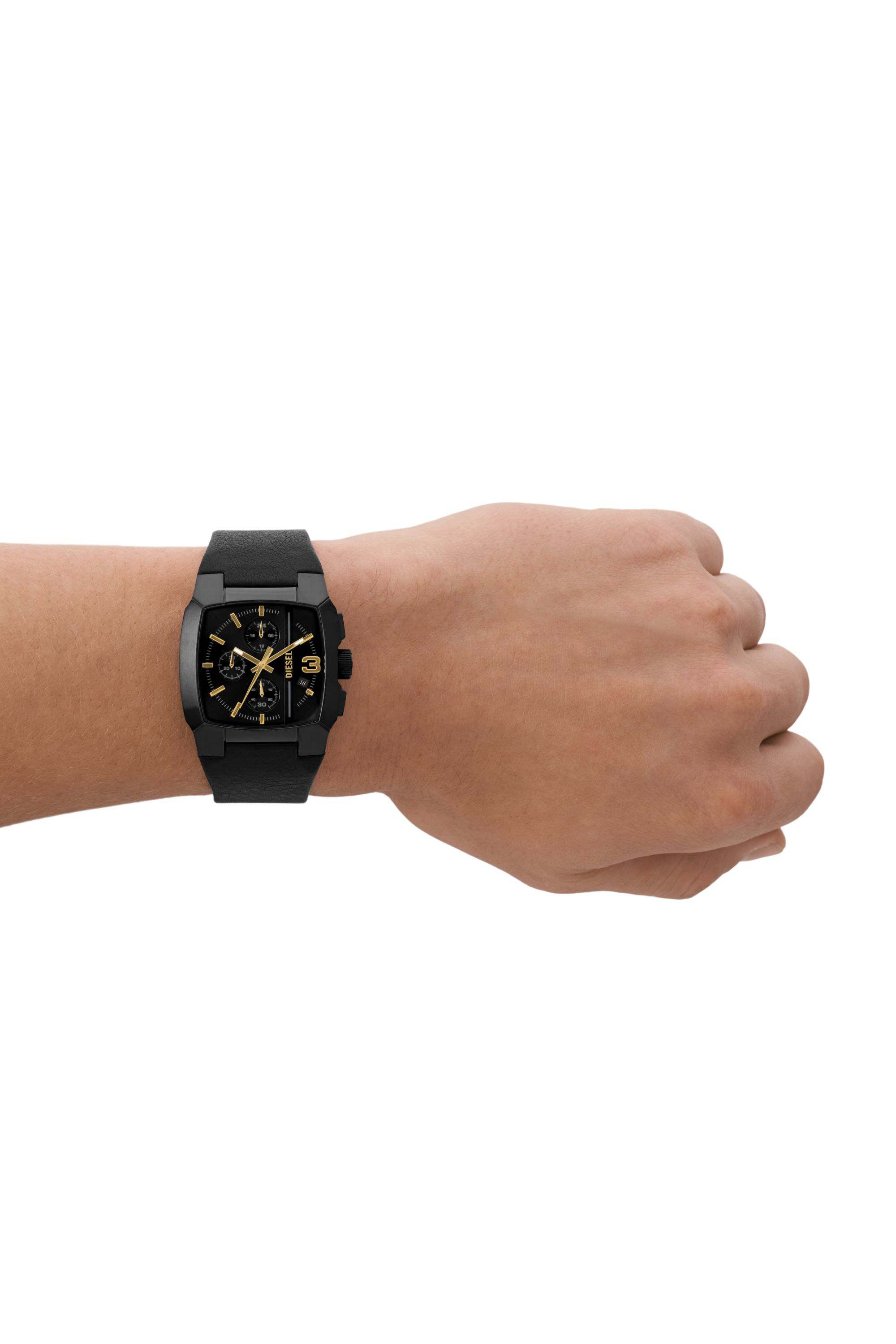 Black Cliffhanger chronograph black leather watch