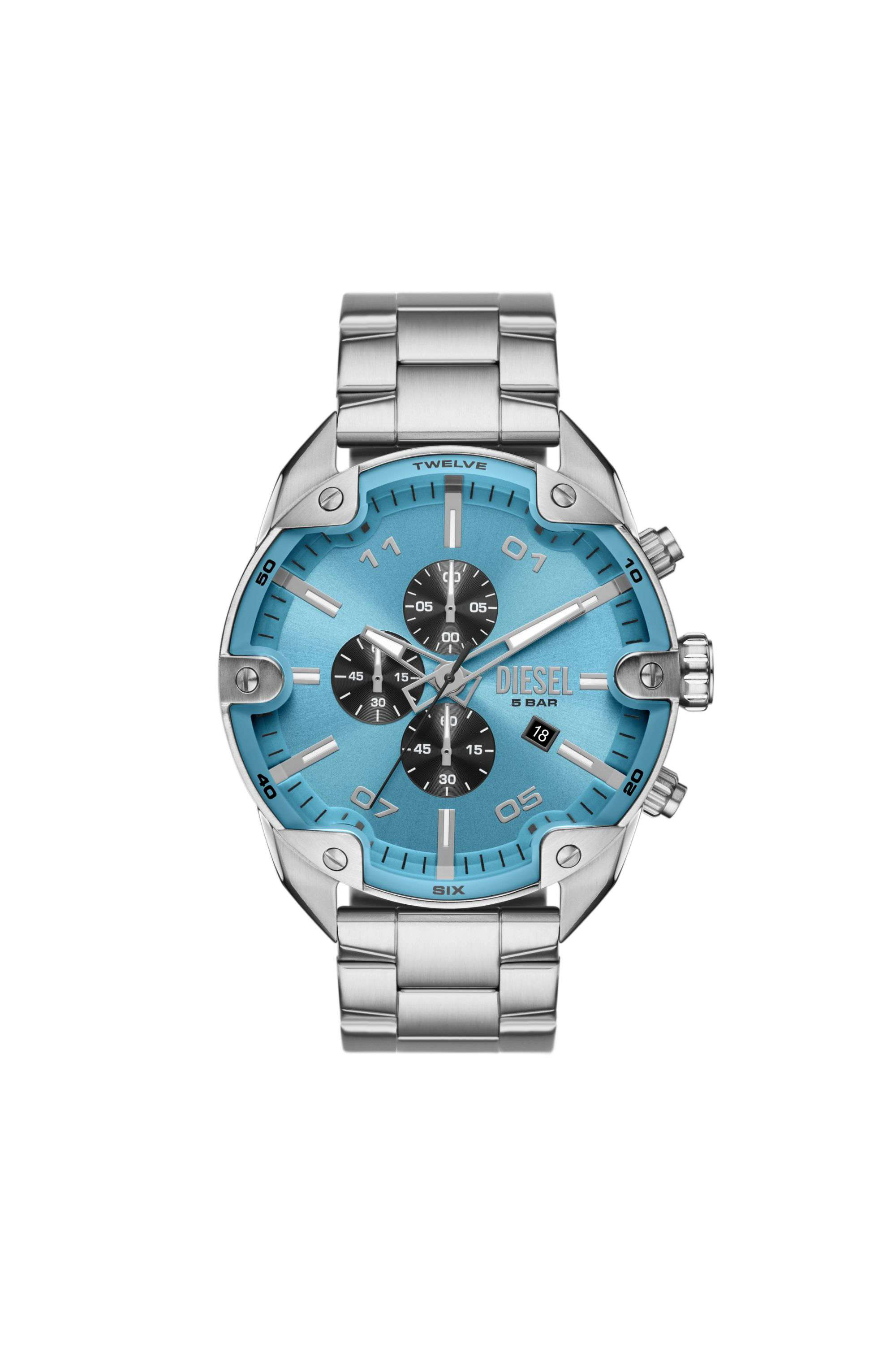 Silver Spiked chronograph stainless steel watch