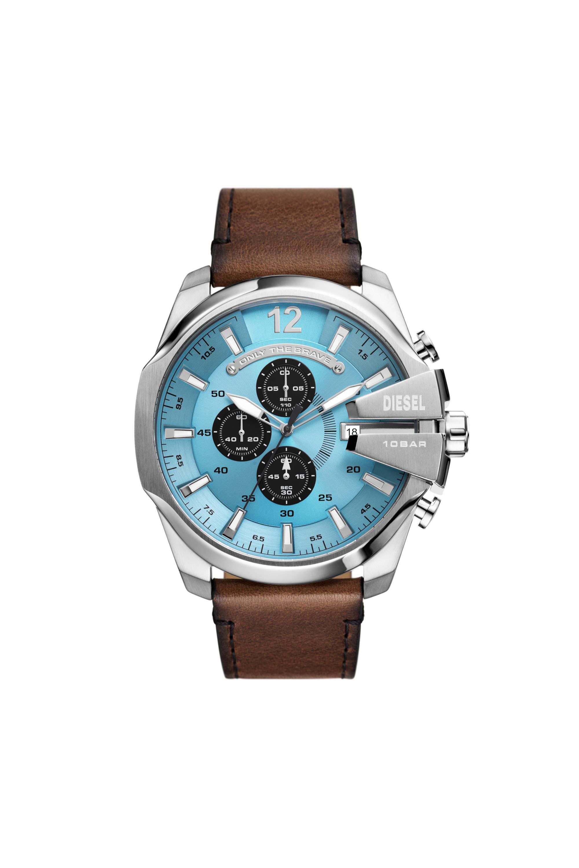 Brown DZ4657- Mega Chief chronograph brown leather watch