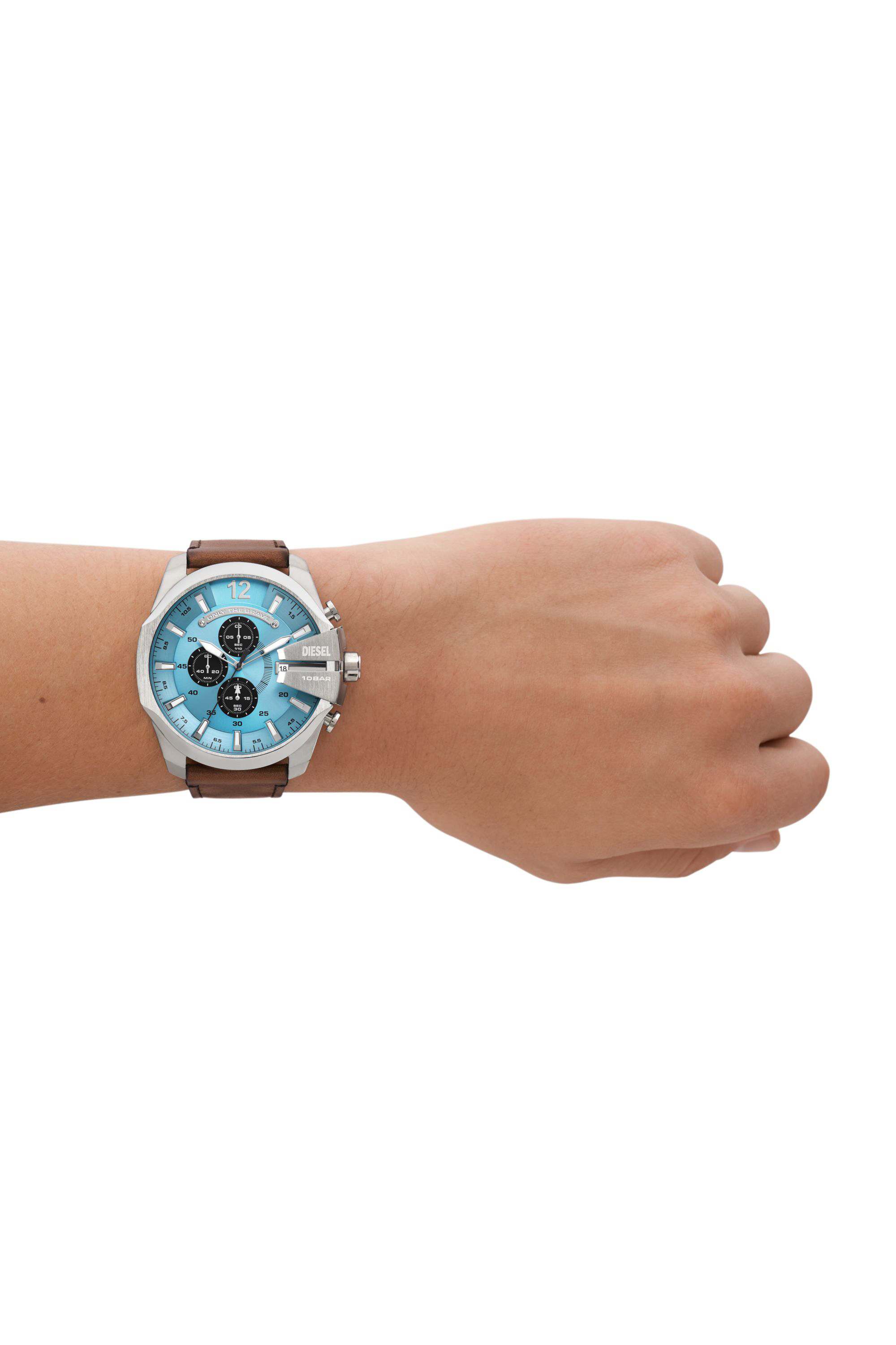 Brown DZ4657- Mega Chief chronograph brown leather watch