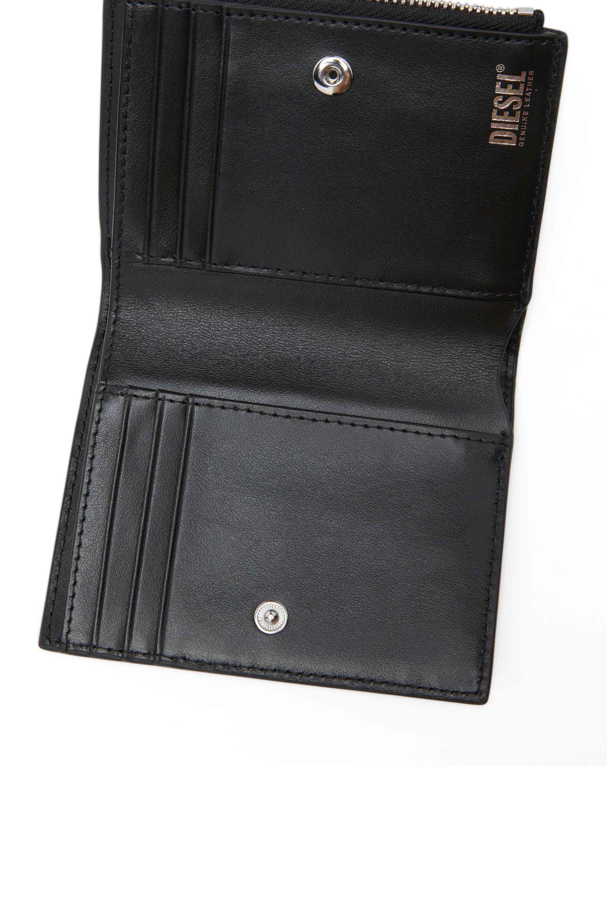 Black Small leather wallet with logo plaque