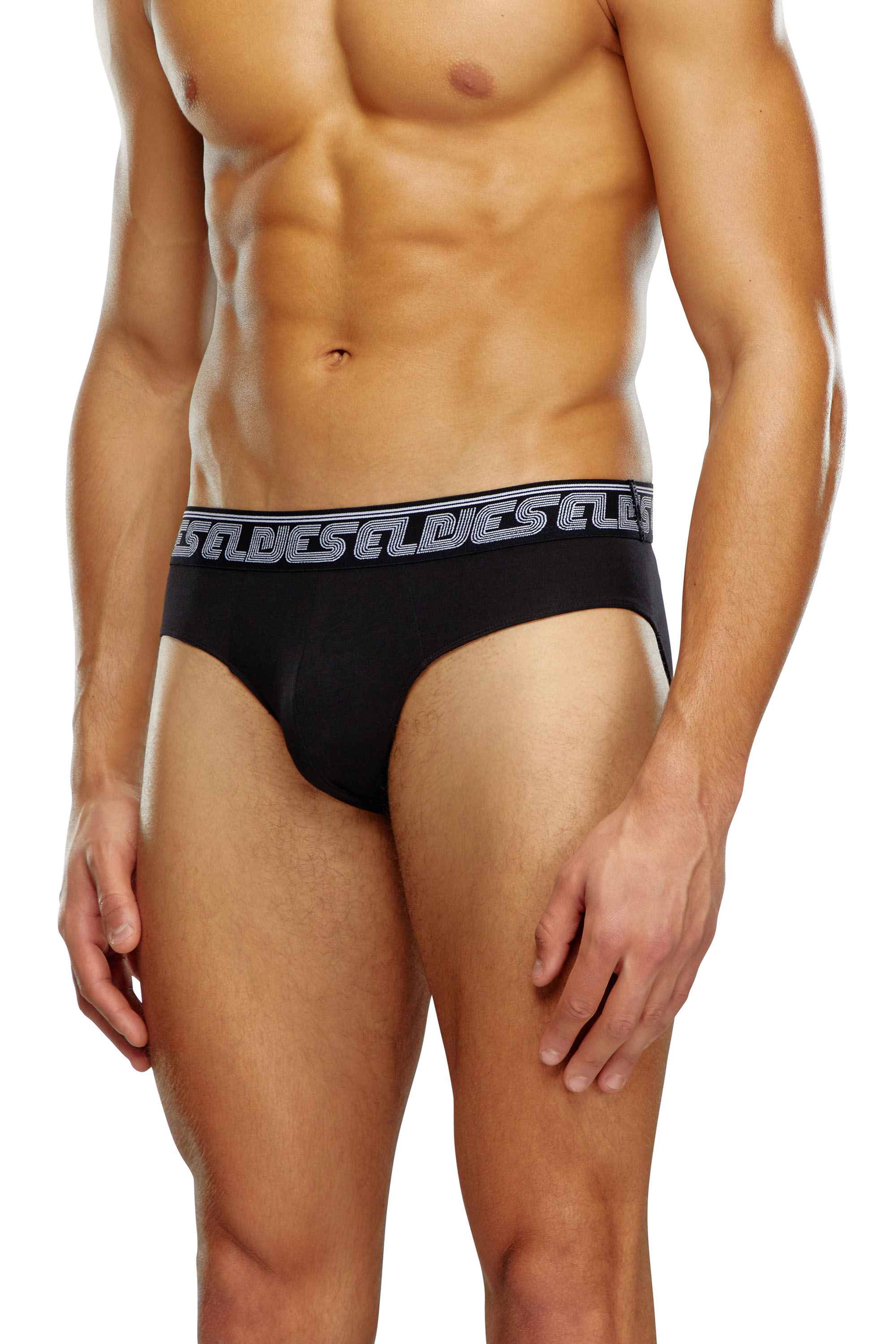 Black Three-pack briefs plain and DSL-print