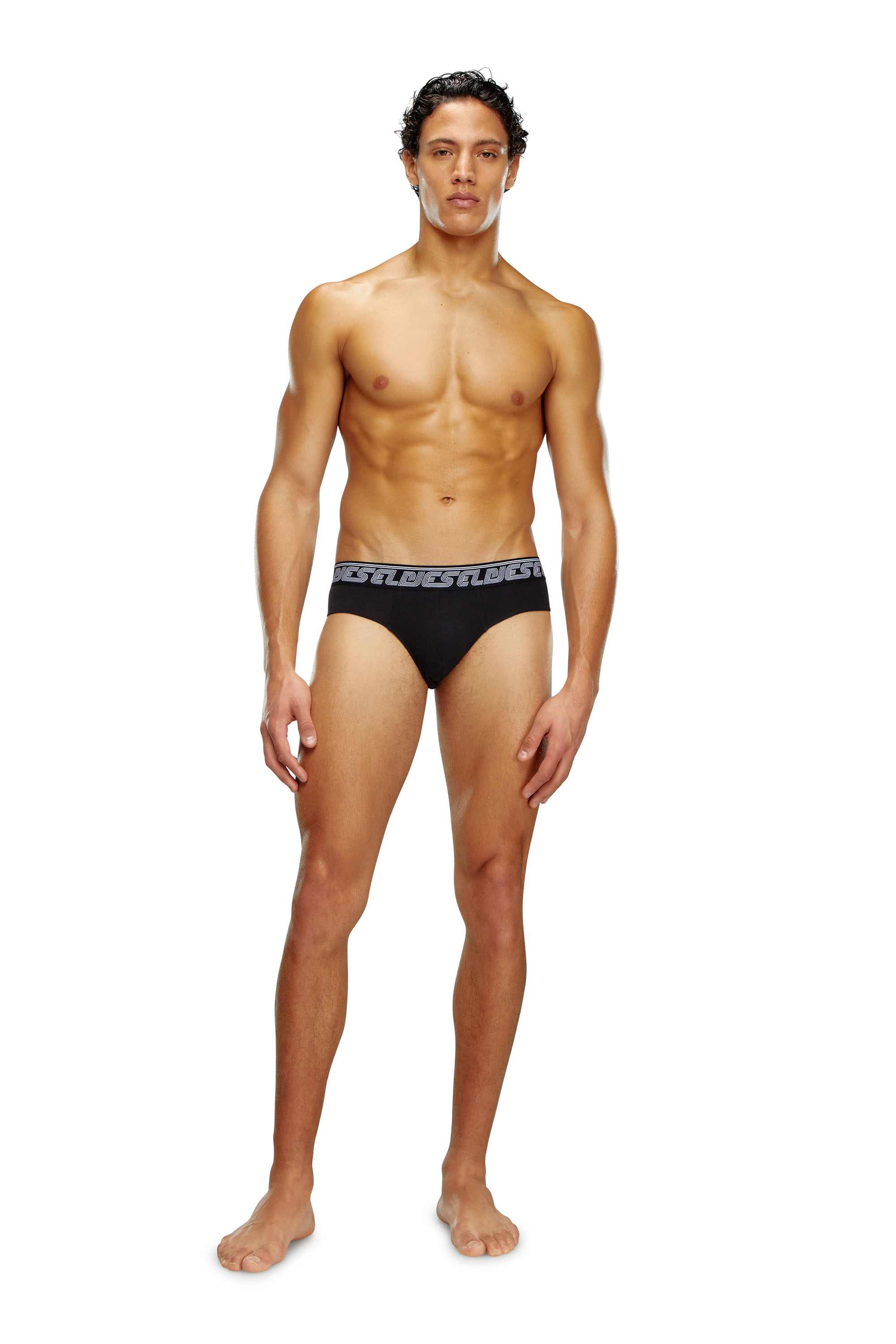 Black Three-pack briefs plain and DSL-print
