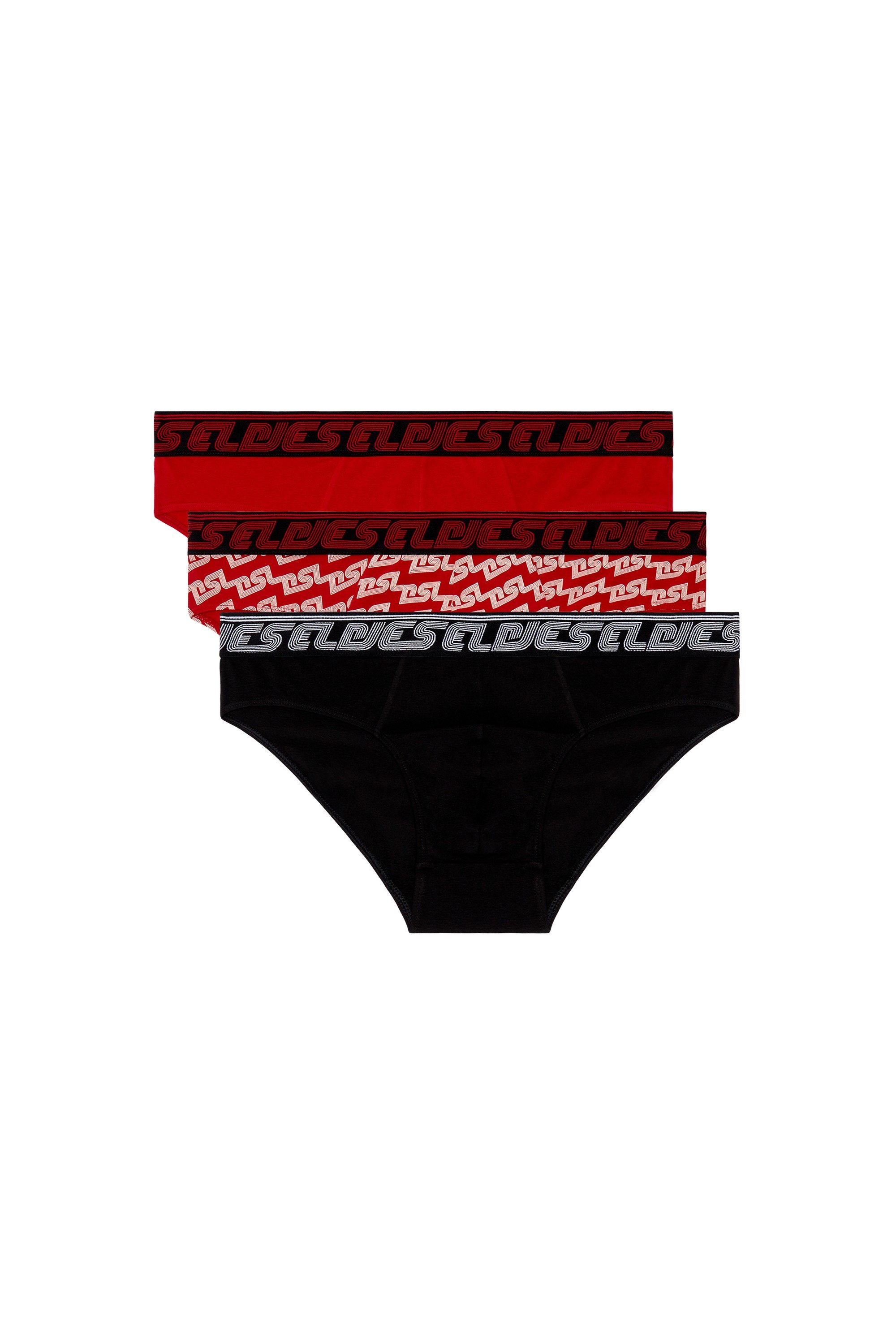 Black Three-pack briefs plain and DSL-print