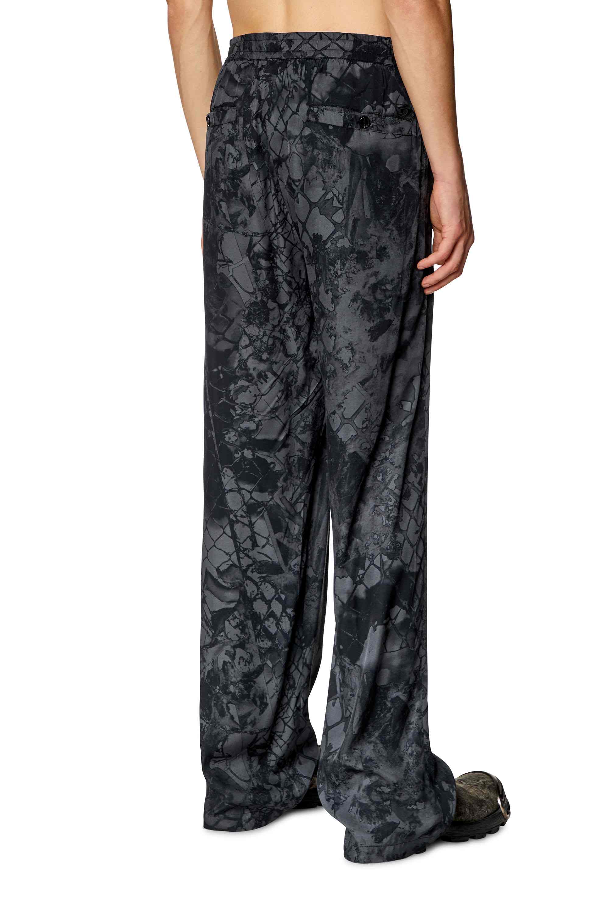 Black Fluid pants with abstract print