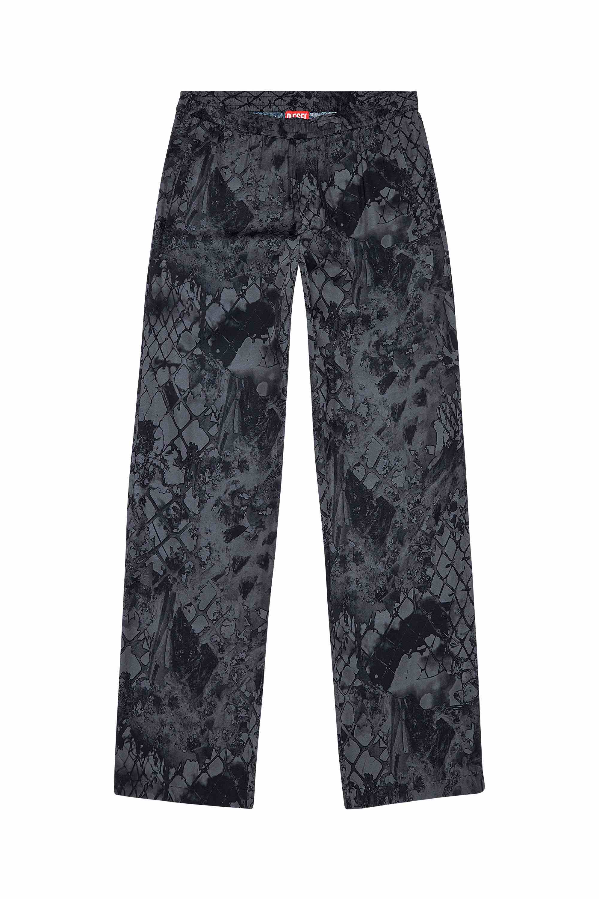 Black Fluid pants with abstract print
