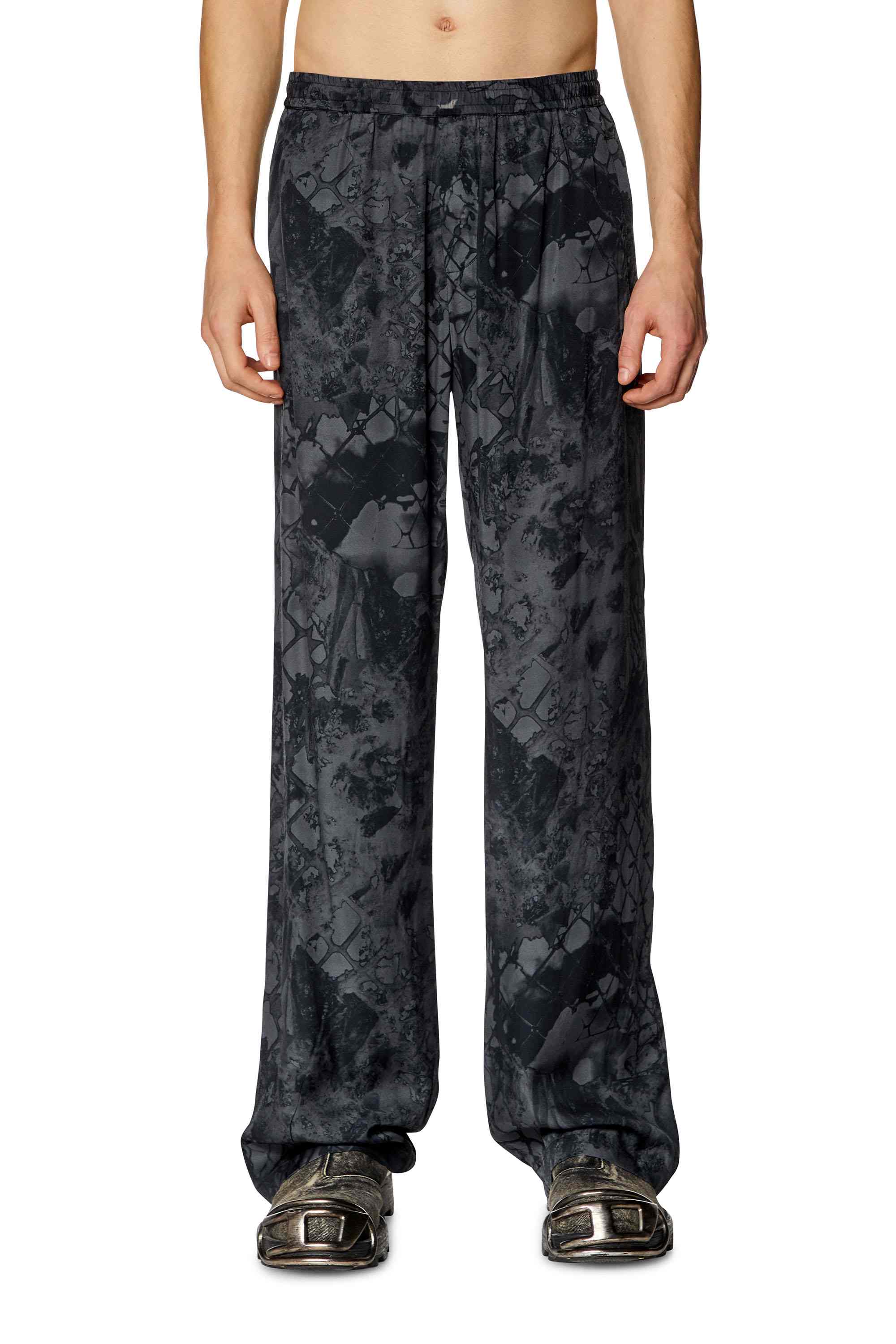 Black Fluid pants with abstract print