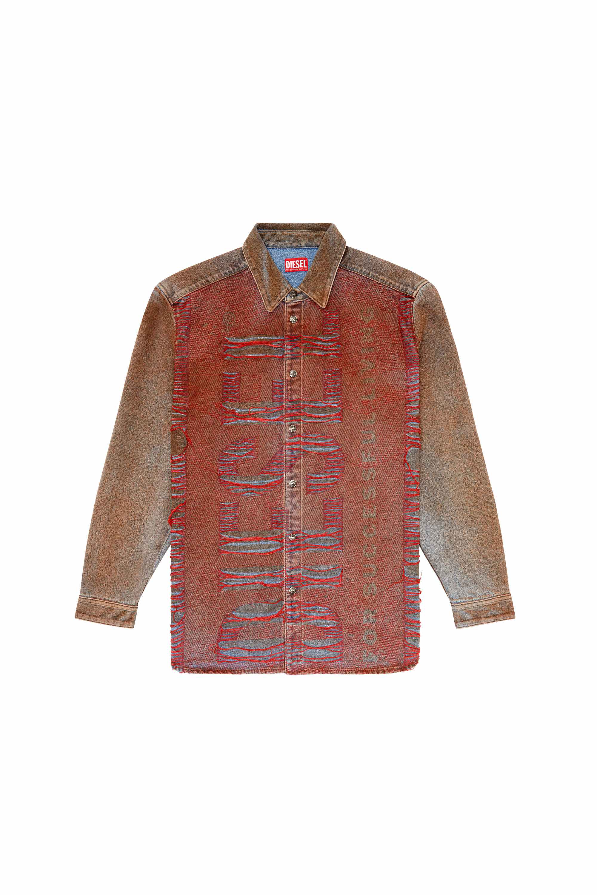 Blue Denim shirt with jacquard logo