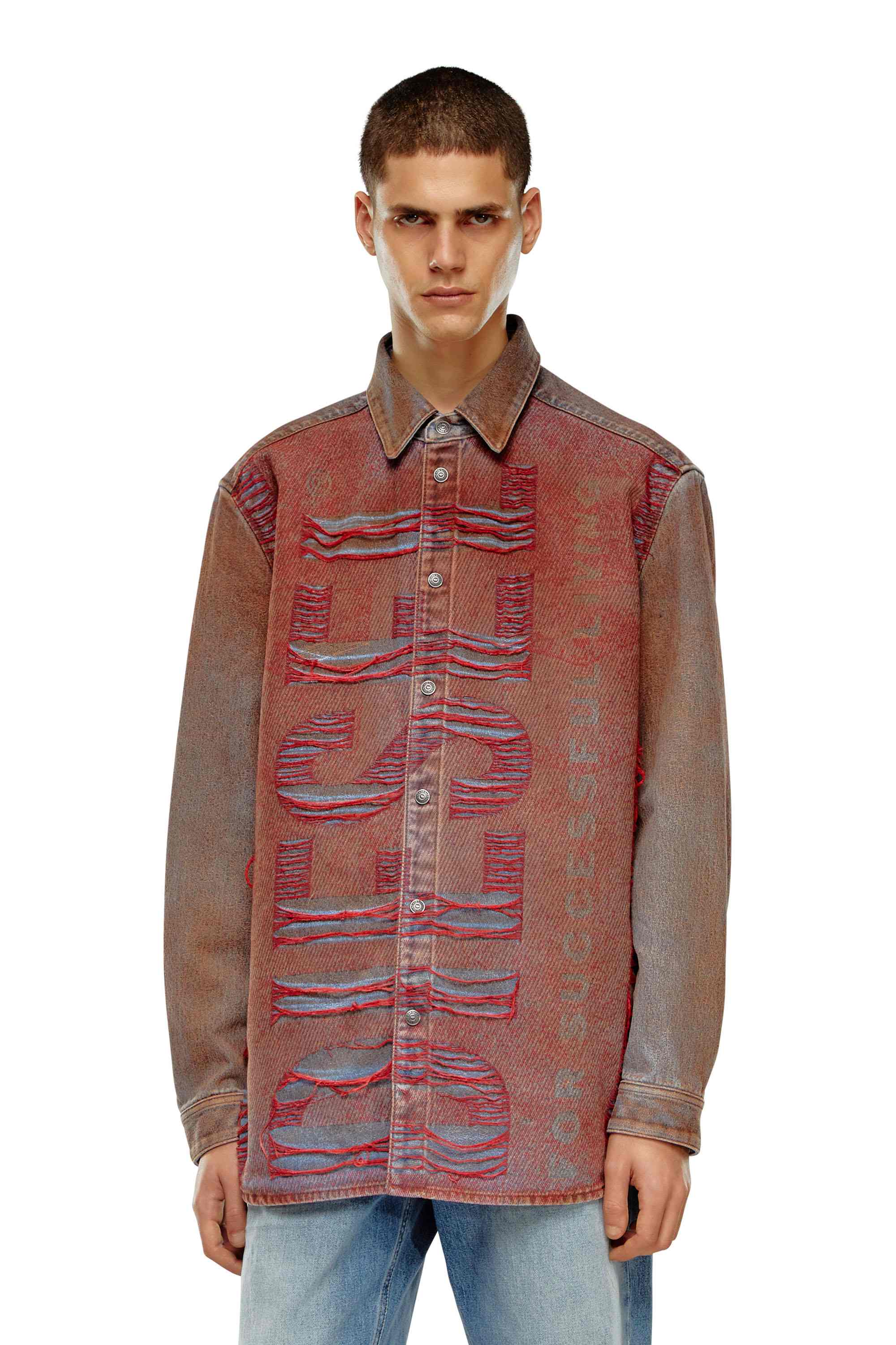 Blue Denim shirt with jacquard logo