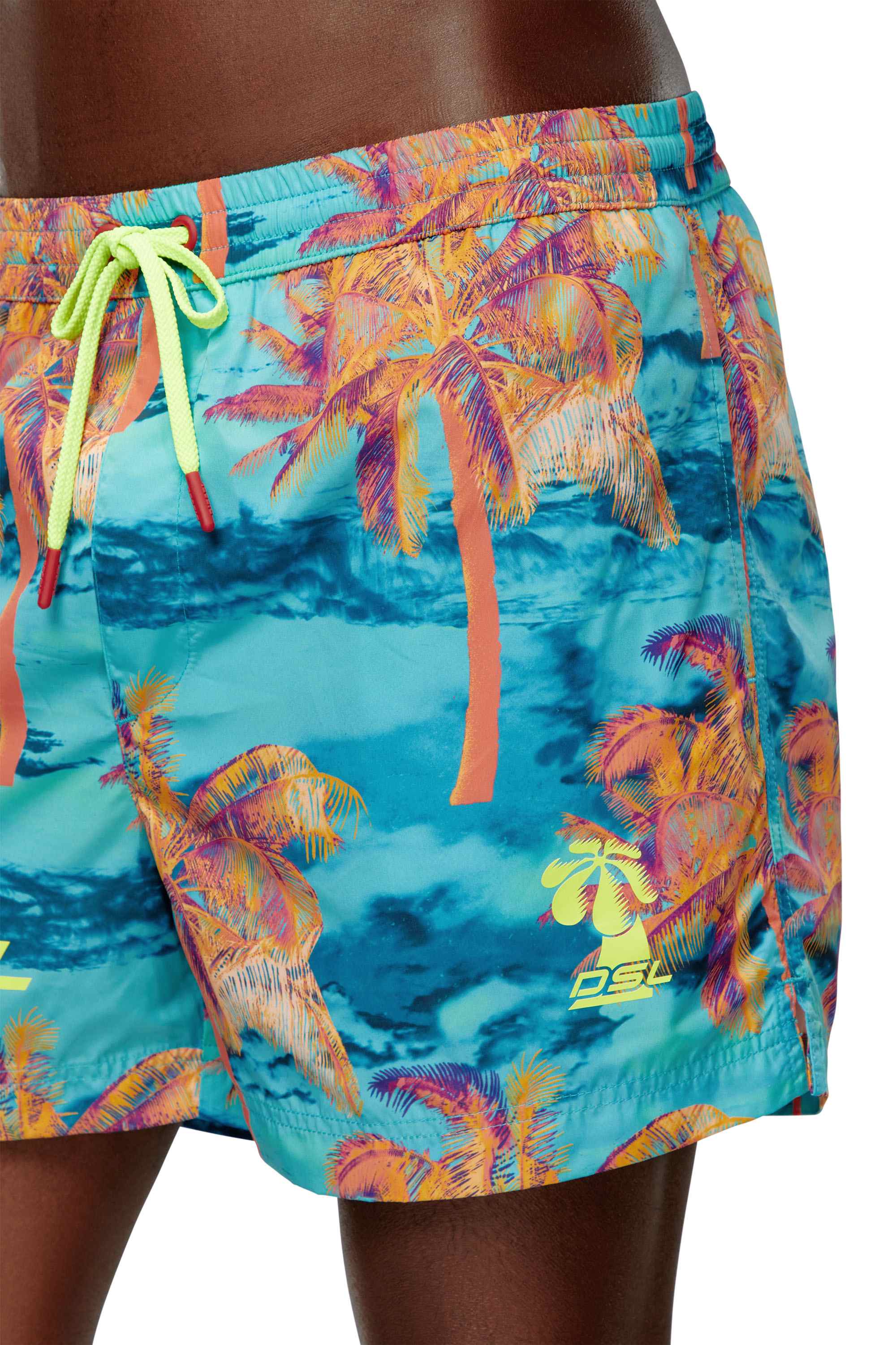 Blue Mid-length printed swim shorts