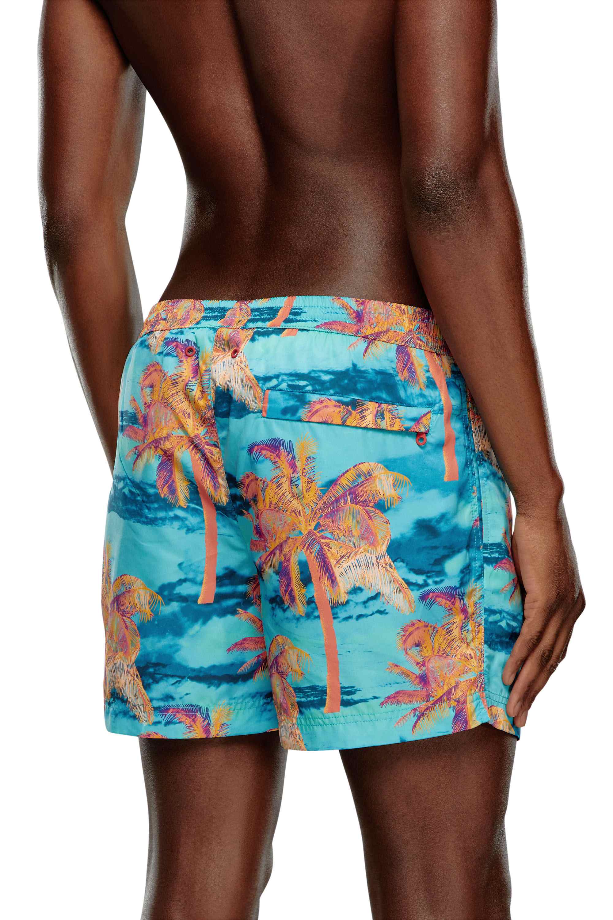 Blue Mid-length printed swim shorts