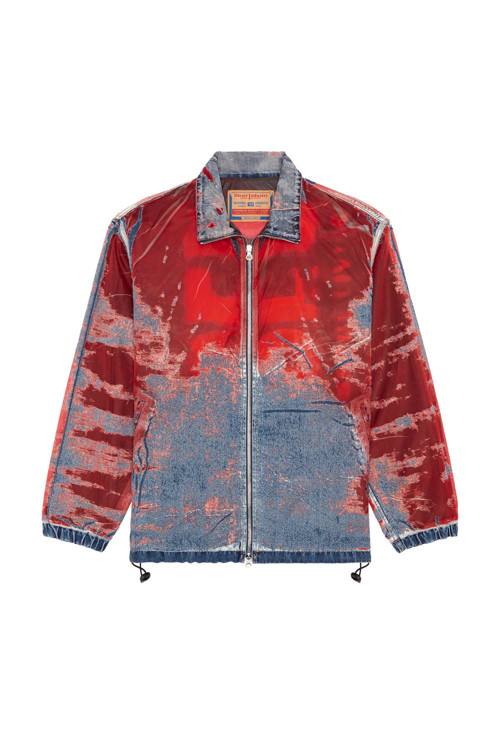 Blue Jacket in devoré denim with logo