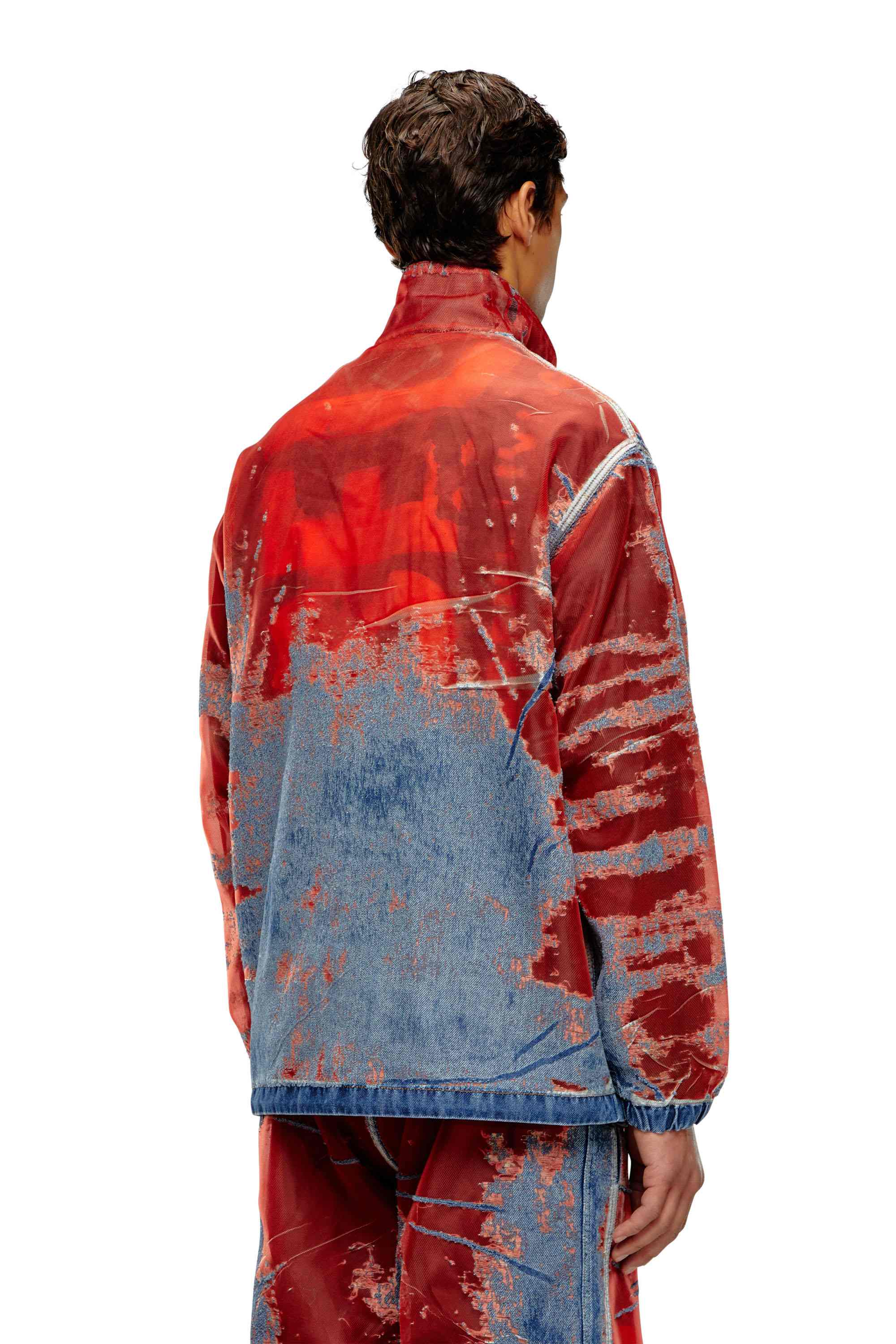 Blue Jacket in devoré denim with logo