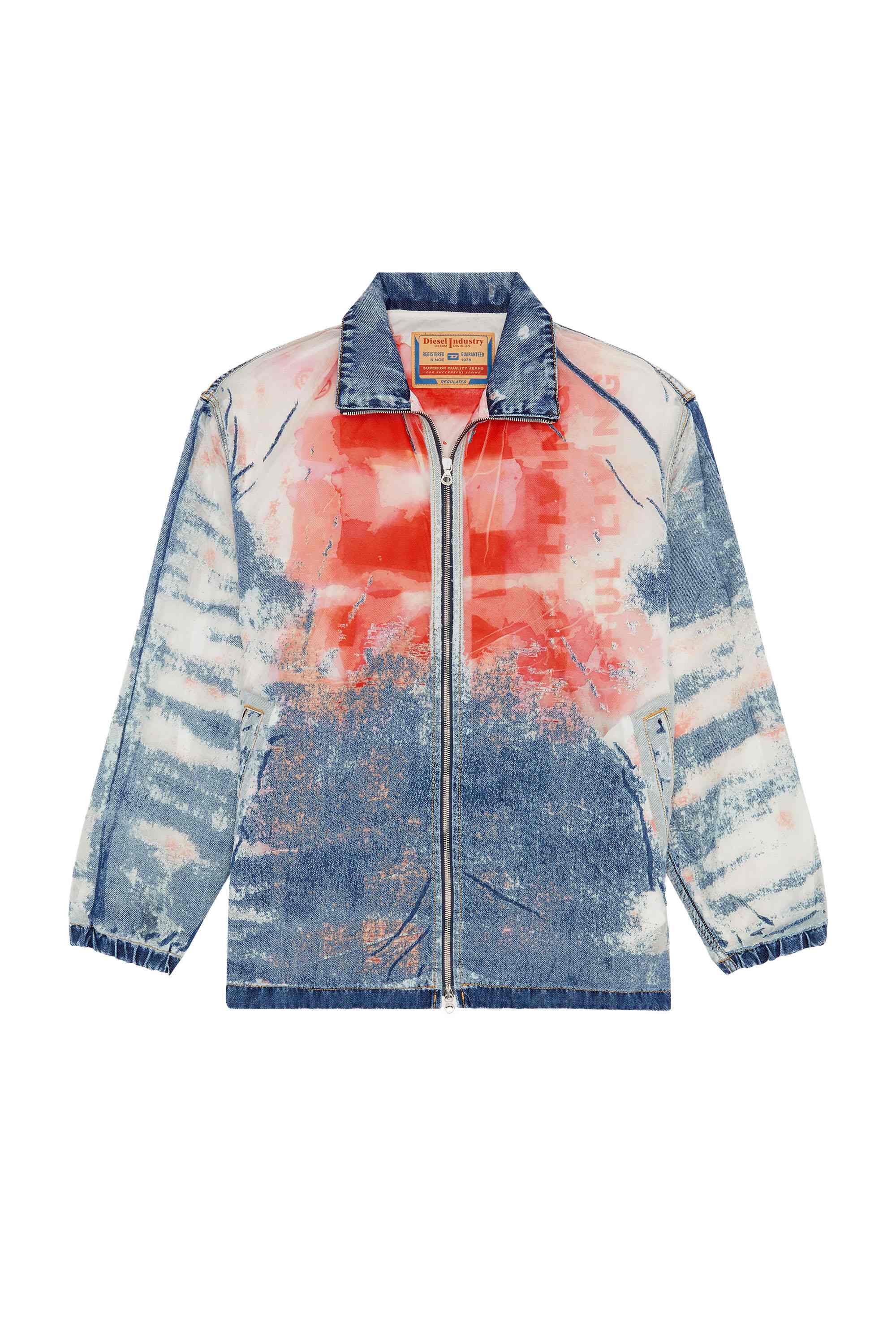 Blue Jacket in devoré denim with logo