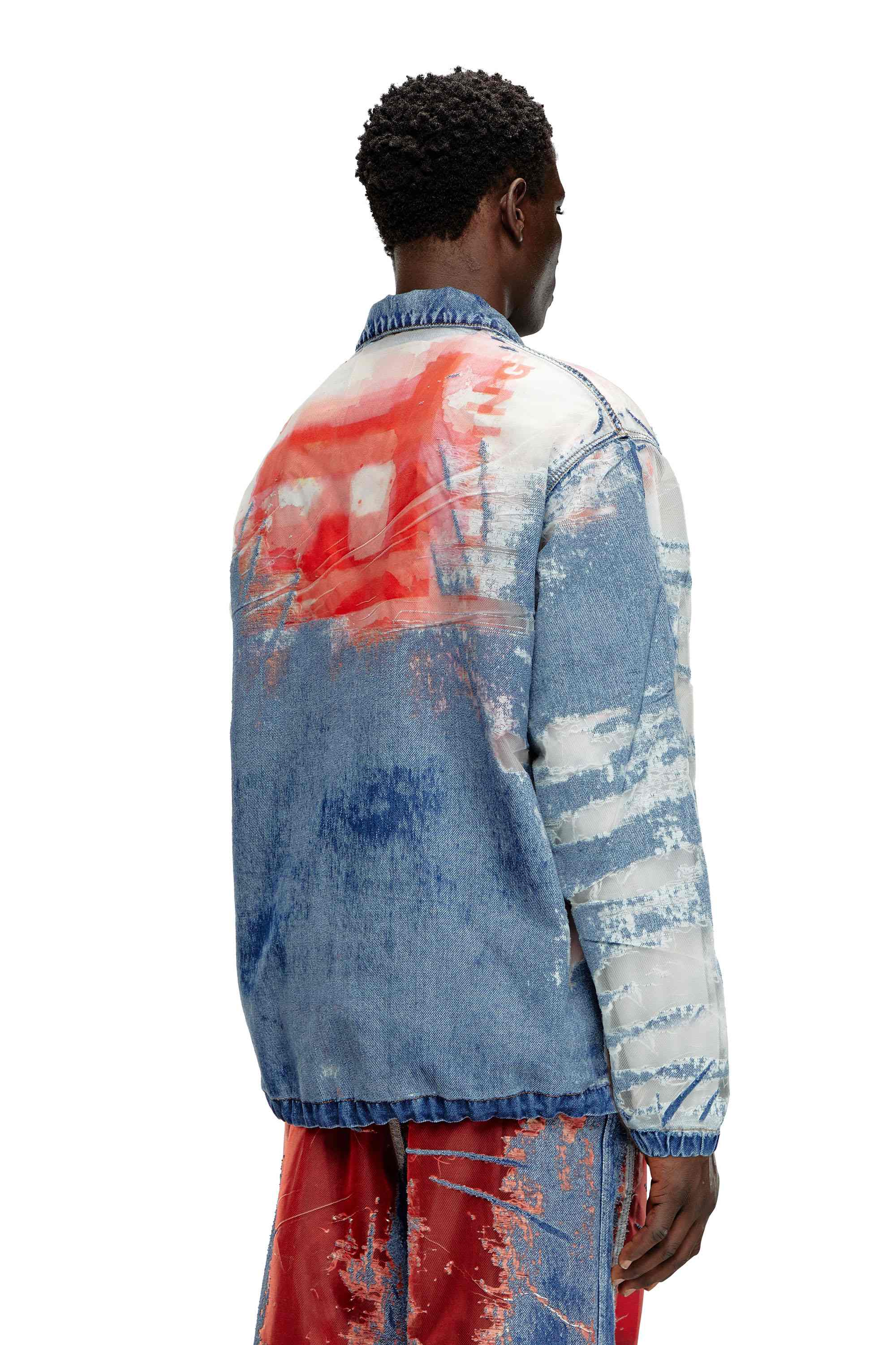 Blue Jacket in devoré denim with logo