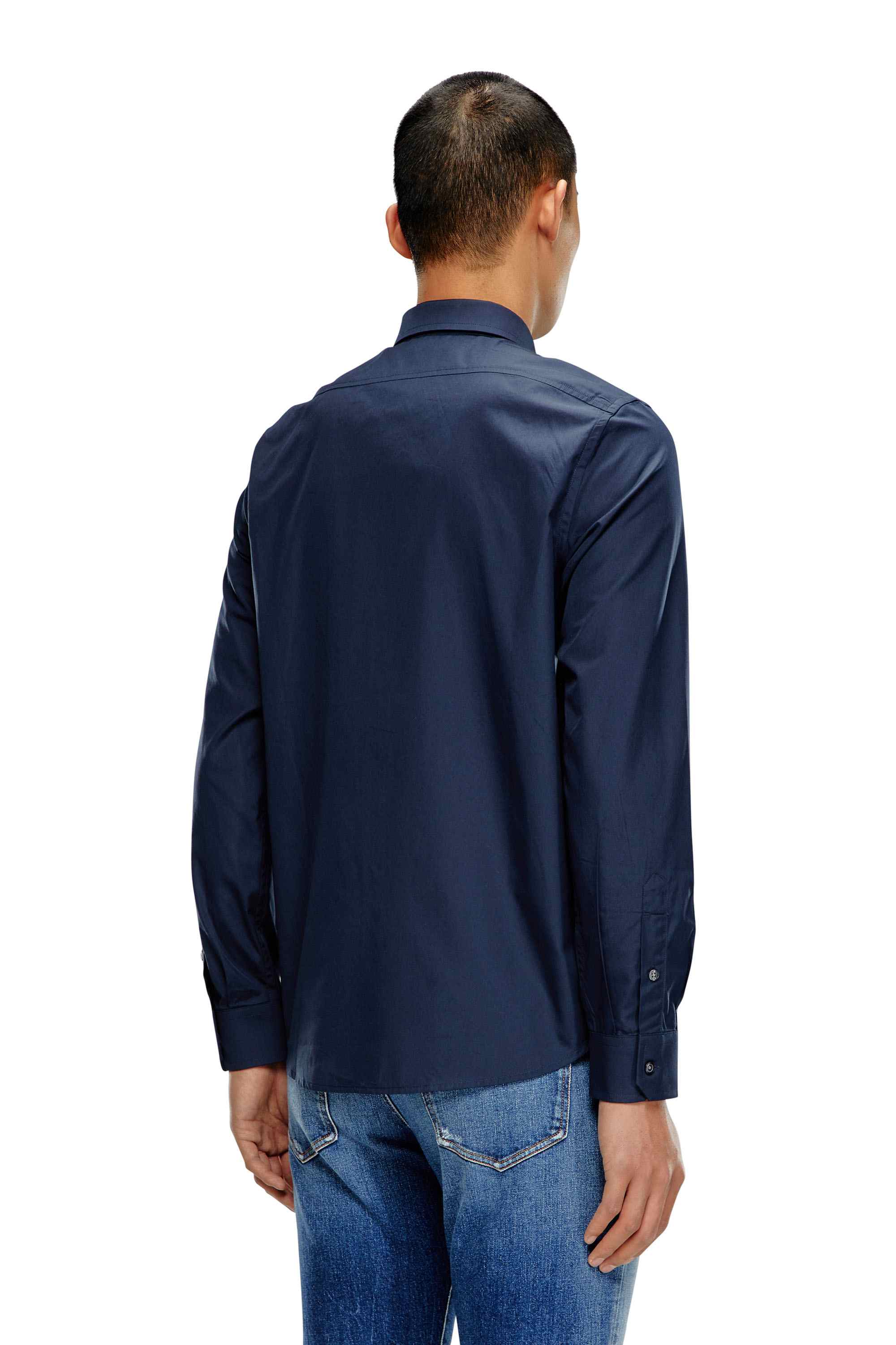 Blue Cotton shirt with logo patch