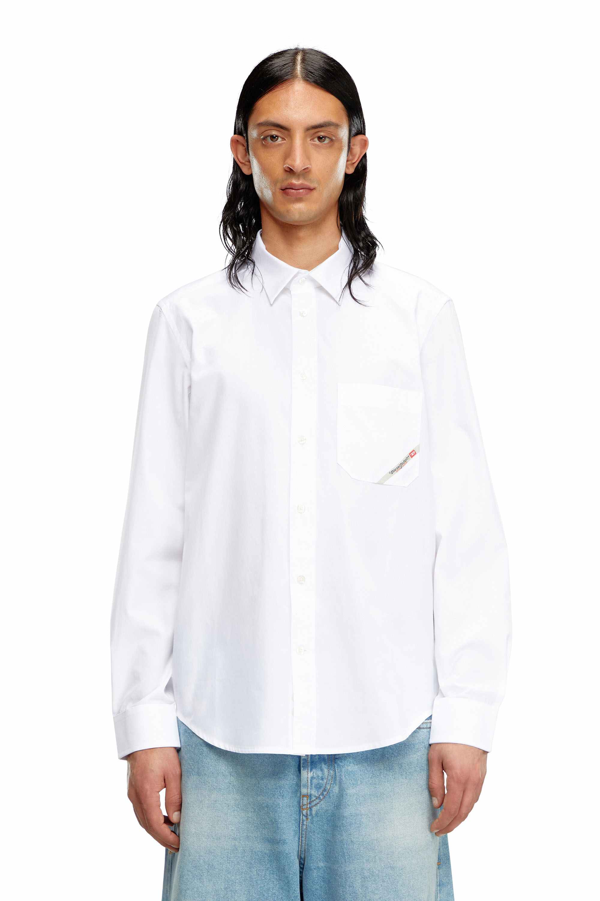 White Cotton shirt with logo pocket