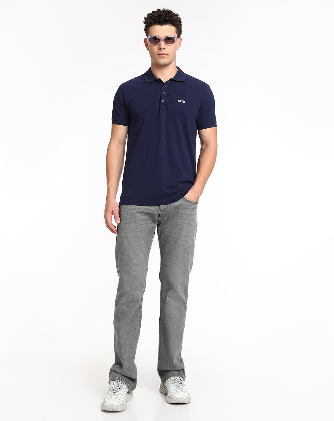 Blue Polo shirt with logo print