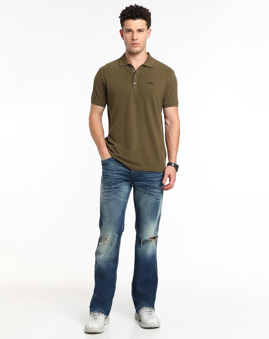 Green Polo shirt with logo print