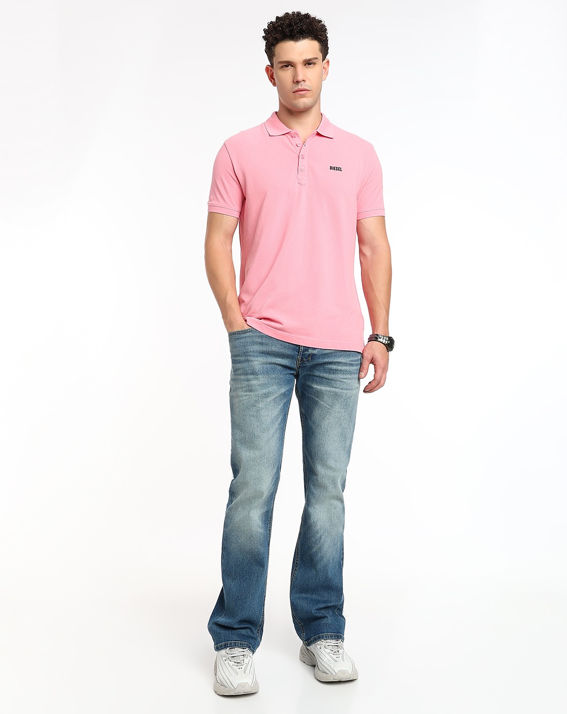 Pink Polo shirt with logo print