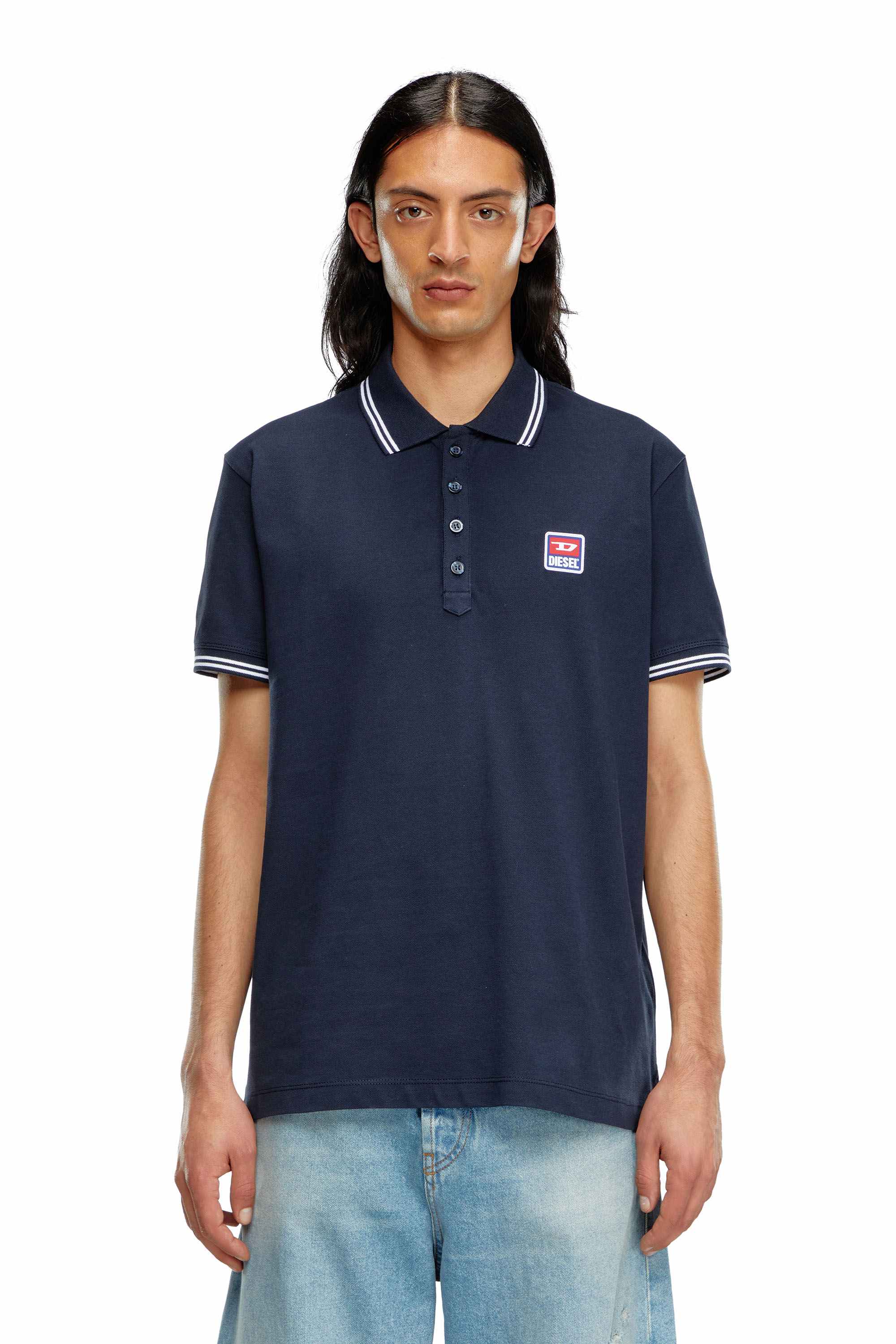 Blue Polo shirt with logo patch