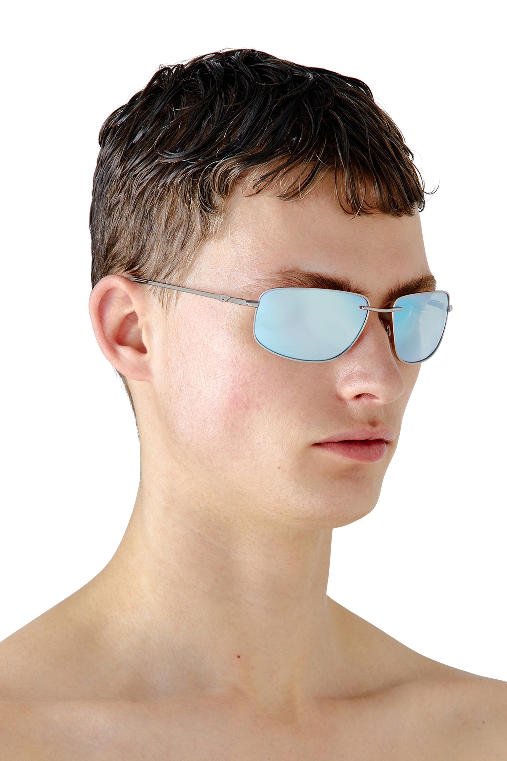 Pink Racer shape sunglasses in metal