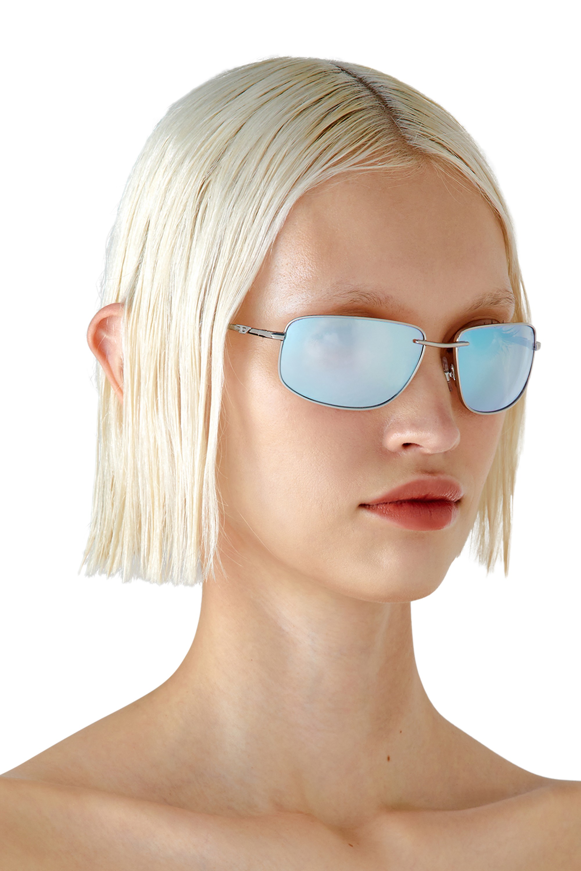 Pink Racer shape sunglasses in metal